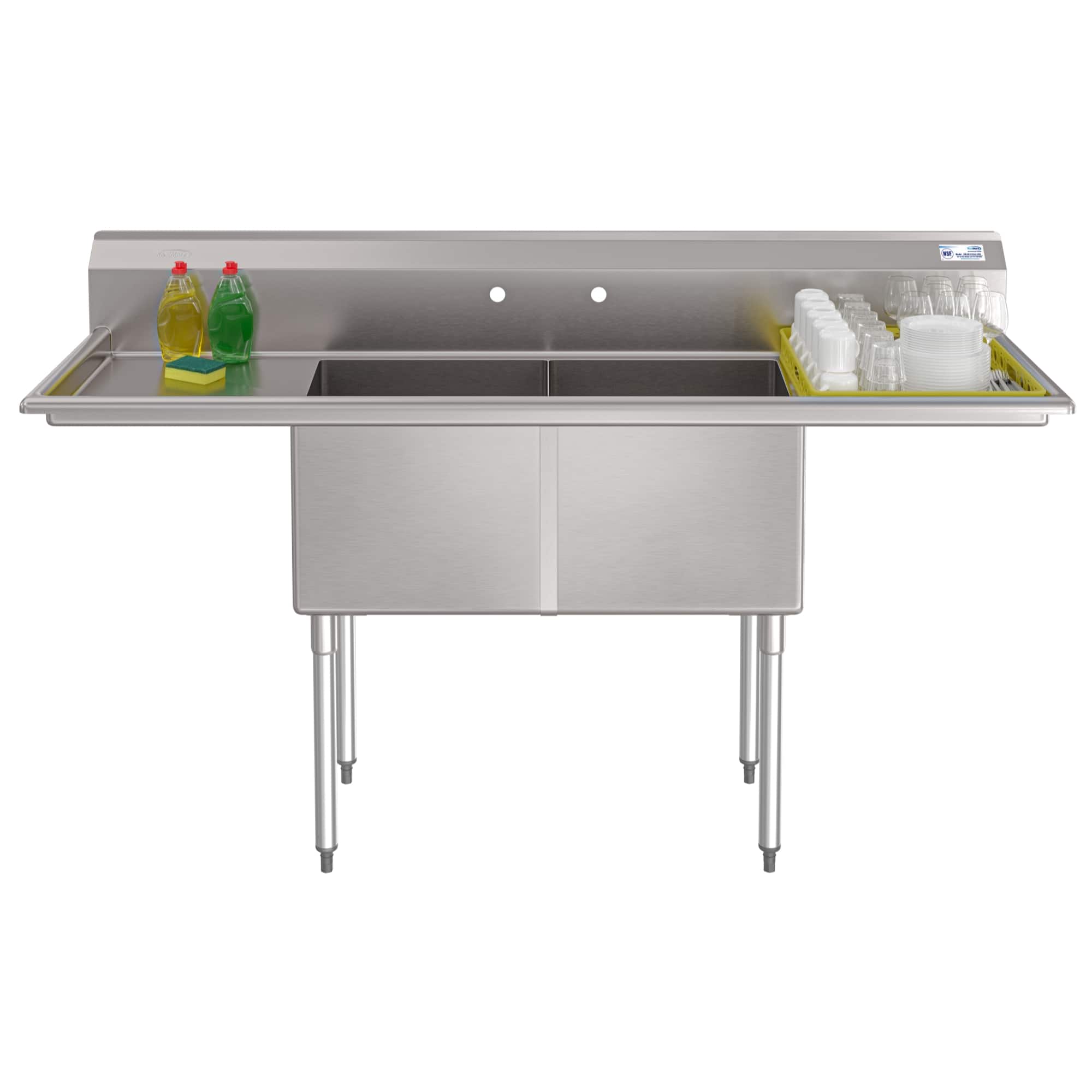 "Koolmore - 72 in. 16-Gauge Sink with Backsplash and Dual 18 in. Drainboards, Bowl Dimensions 18""x18""x14"" - Stainless Steel" price history on PriceWatchPro