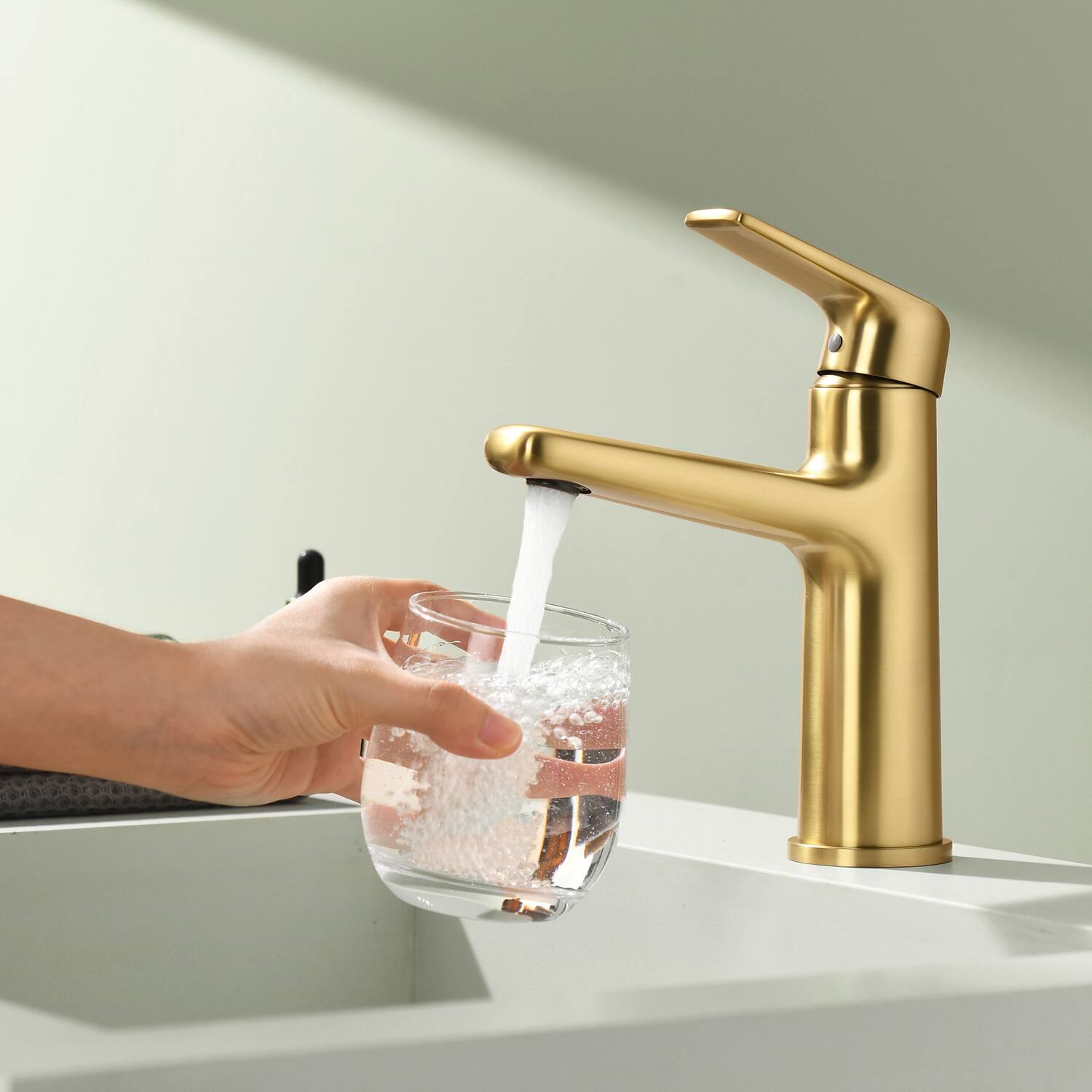 Alt View 2. Boyel Living - Brushed Gold Single Handle Bathroom Faucet Solid Brass - Brushed Gold.