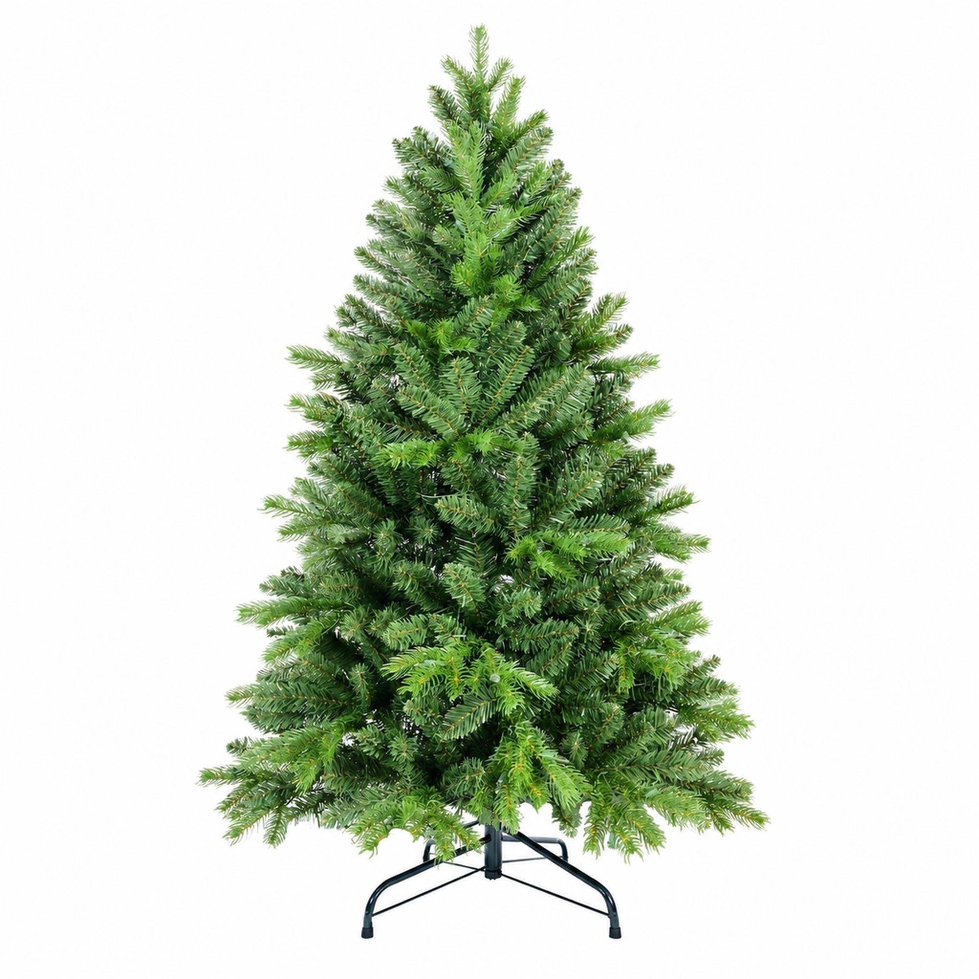 Front. RYHNUYNE - 7 Ft Full Green Artificial Christmas Tree, Hinged Branches Easy Assembly Stable Metal Stand Decor - Green.