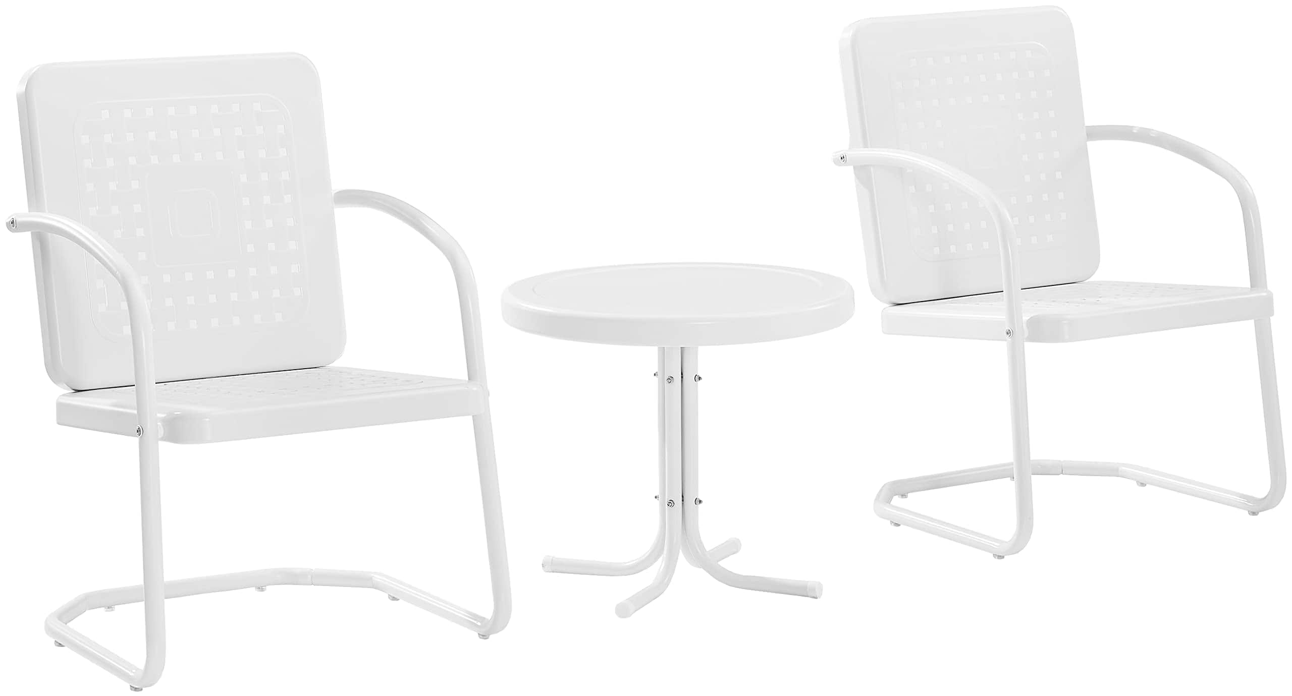 Crosley Furniture - Bates 3Pc Retro Outdoor Chair Set - Side Table & 2 Armchairs - White Gloss price history on PriceWatchPro