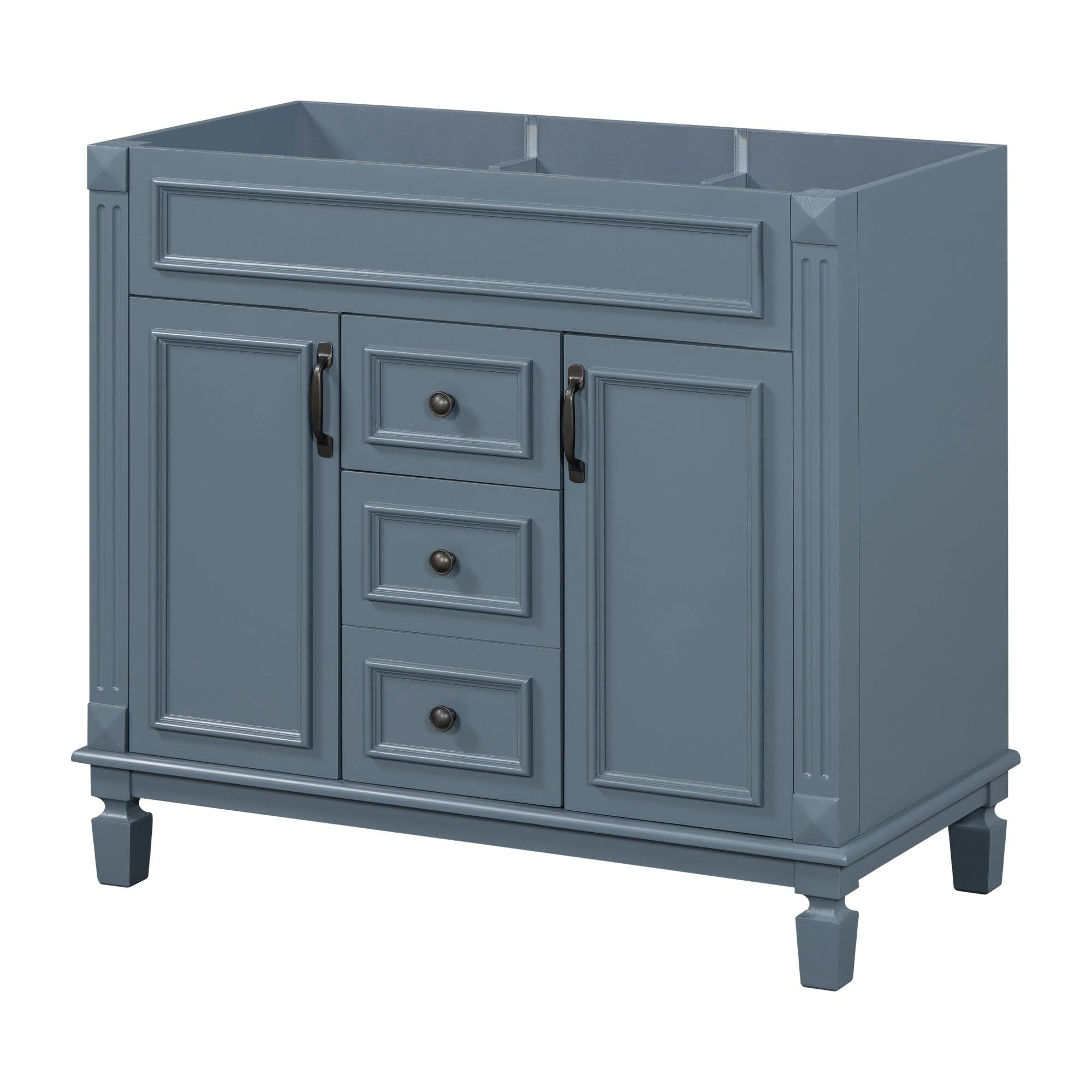 Alt View 4. Boyel Living - 36 Inch Modern Bathroom Vanity Cabinet Only with Soft Closing Doors and DrawersBlue - Blue.