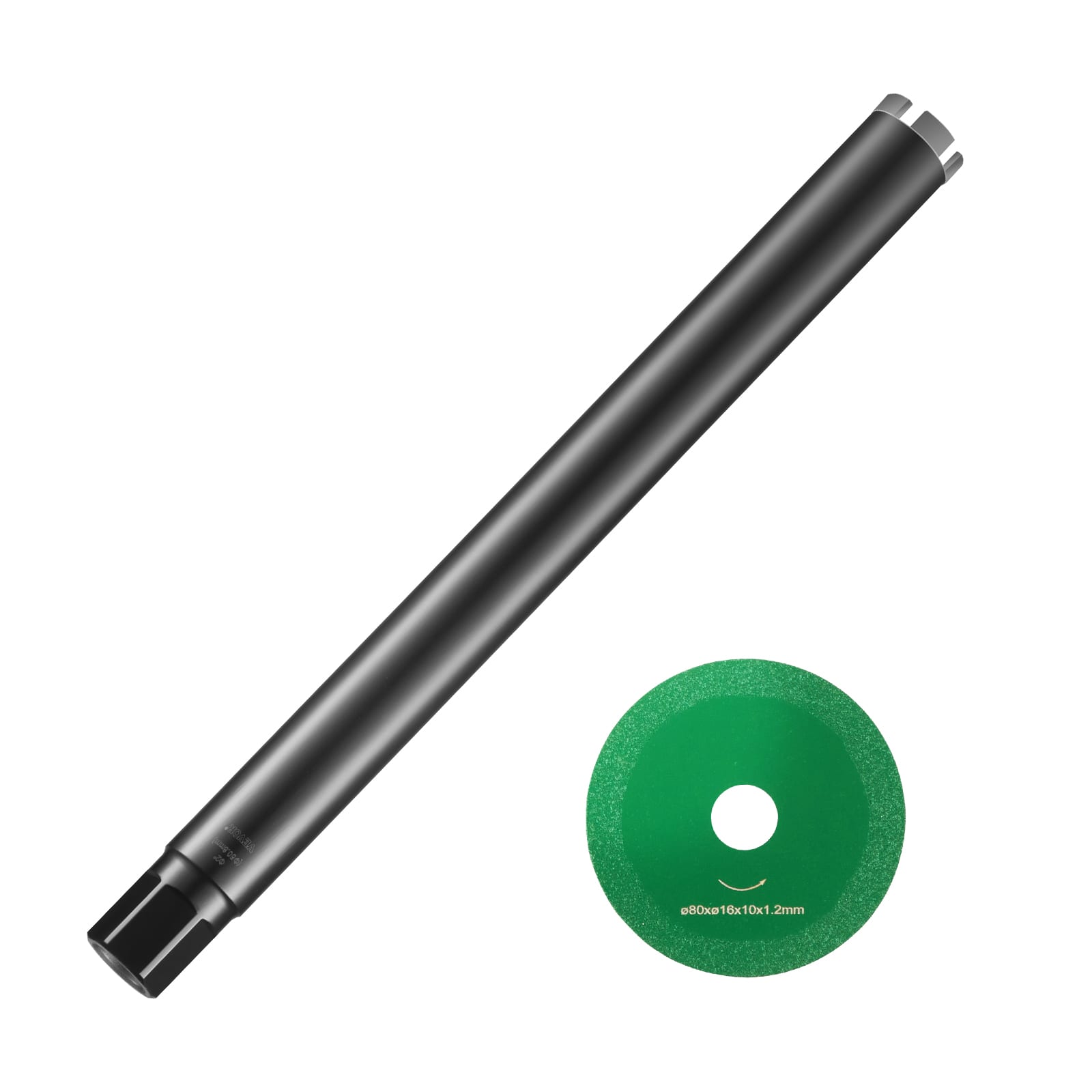 VEVOR - Core Drill Bit, 2" Wet Diamond Core Drill Bits, 14" Drilling Depth Concrete Core Drill Bit with Saw Blade, 1-1/4"-7 - Black