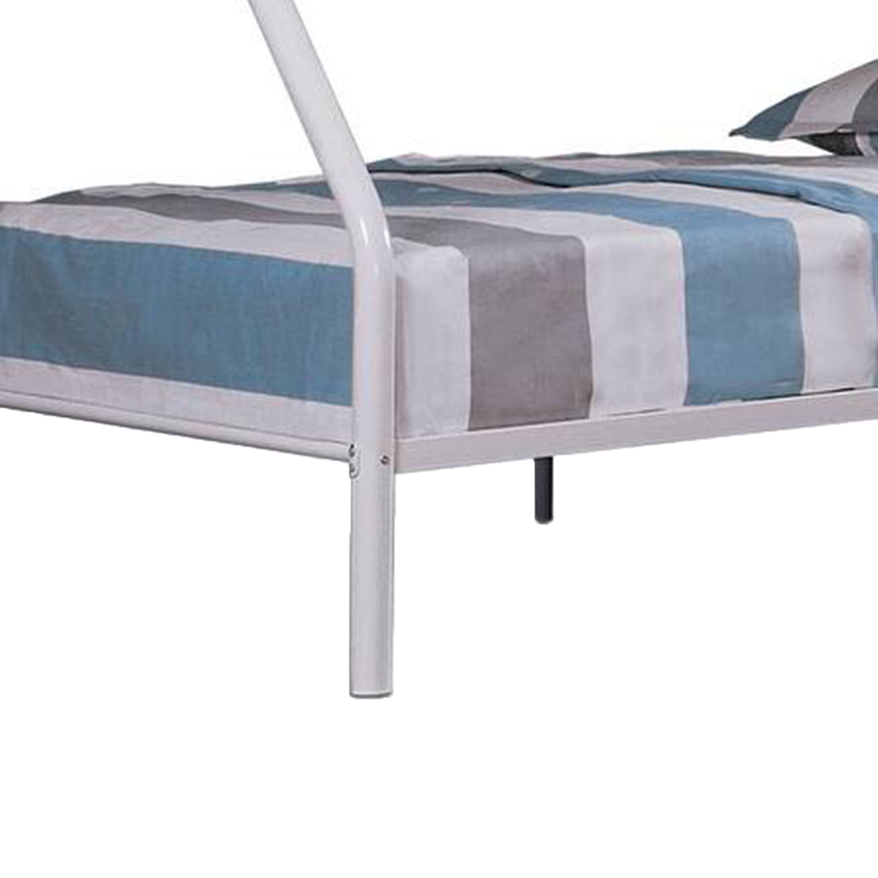 Alt View 3. Manhattan Lane - Fegy Twin over Full Bunk Bed with Ladder and Rails, Silver Metal Frame - Silver.
