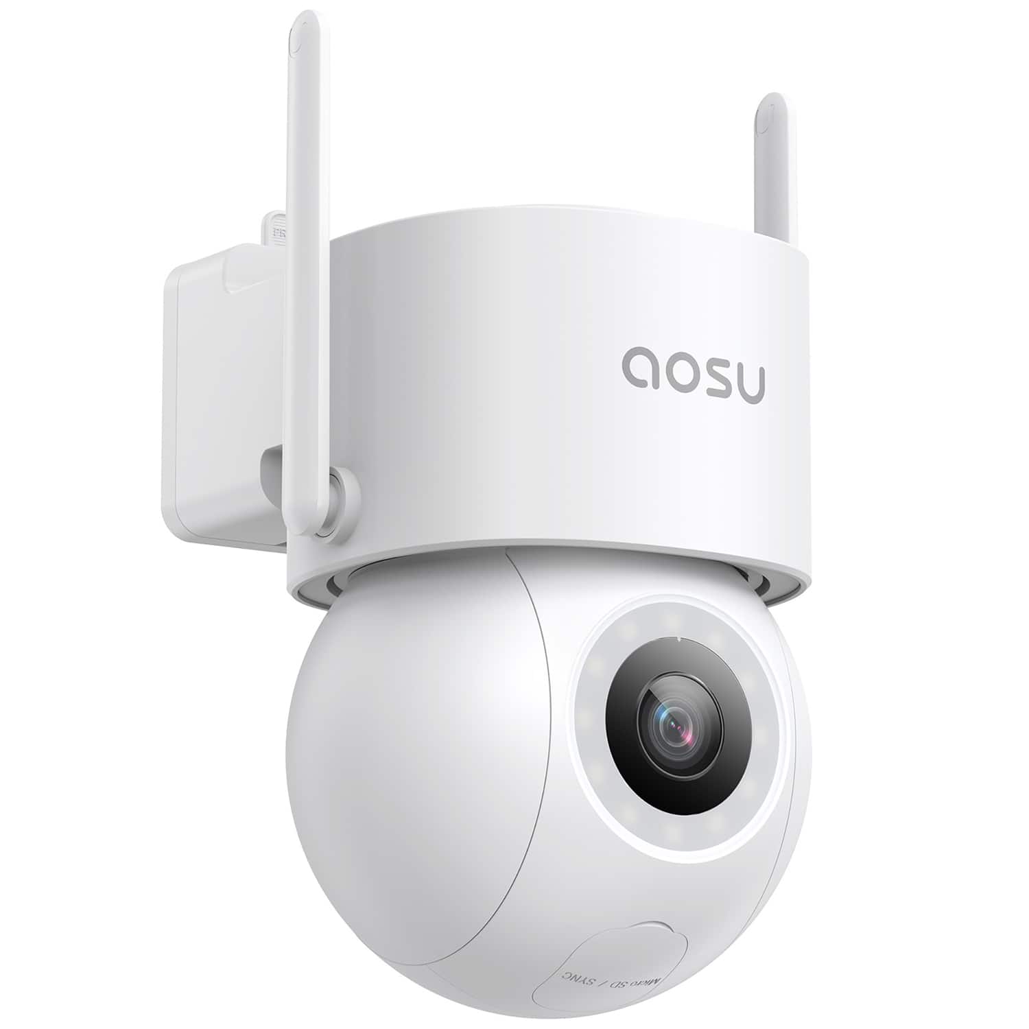 AOSU - C5E2CA11 3K 5.0-MP Wi-Fi Outdoor AI-Smart Security Camera with 400-Lumen Spotlight, 360deg PTZ, and Auto - White