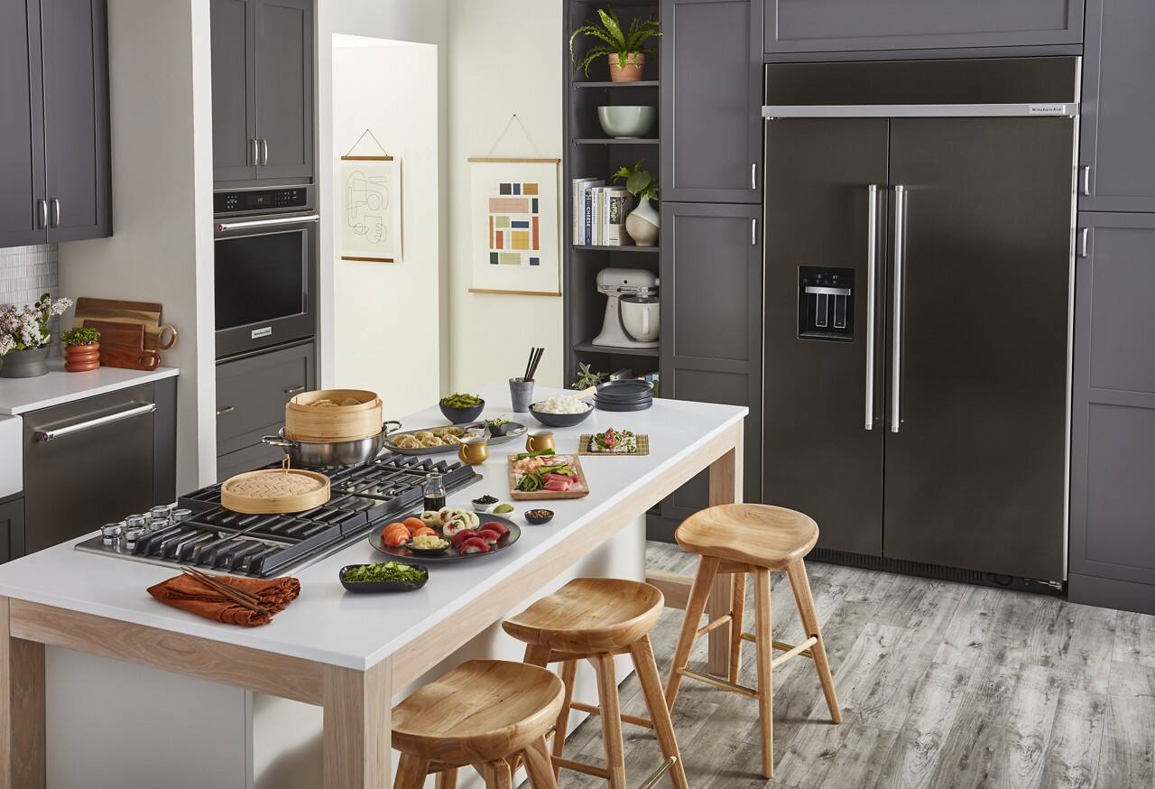 Alt View 10. KitchenAid - 29.4 Cu. Ft. Side-by-Side Refrigerator with Ice and Water Dispenser - Black Stainless Steel with PrintShield Finish.