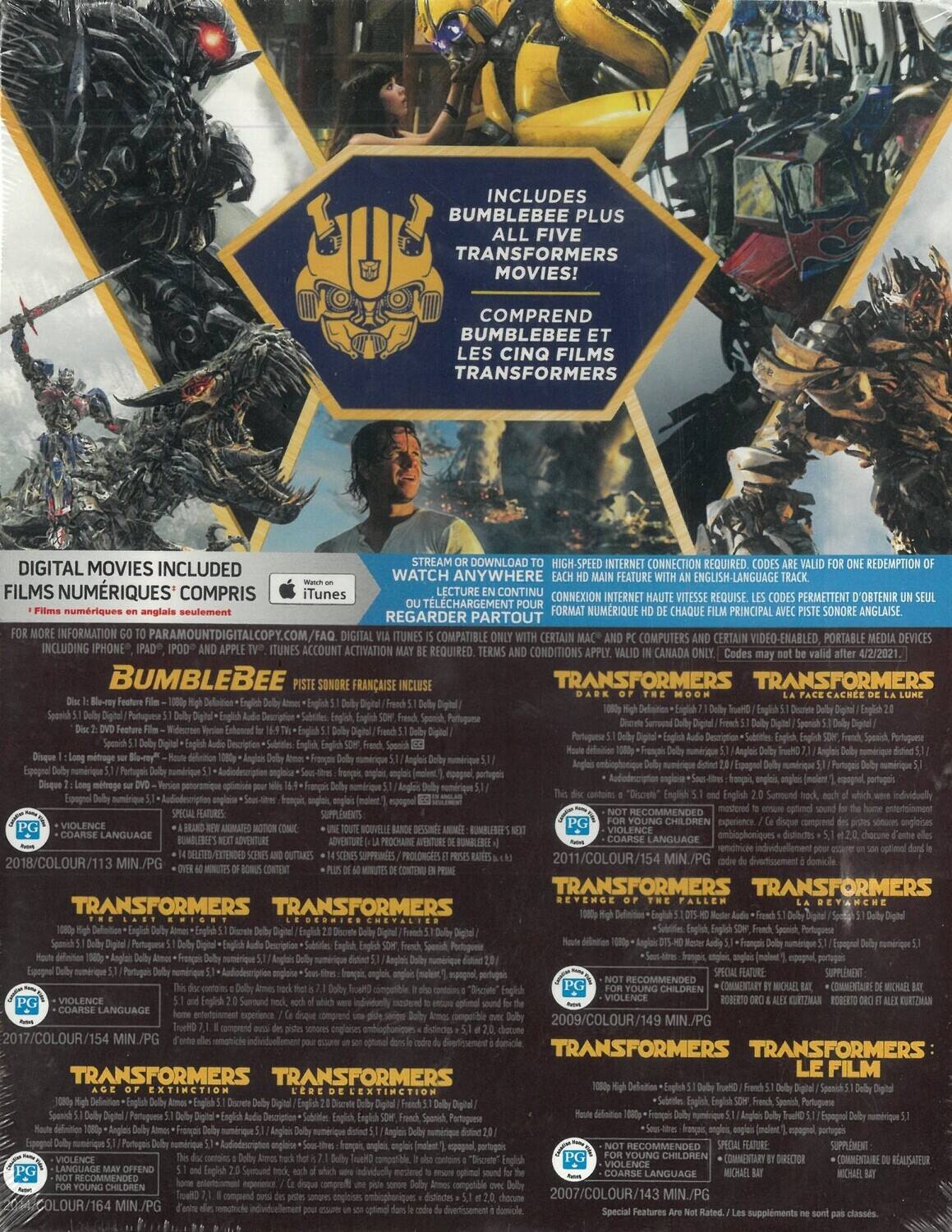 Bumblebee and Transformers: 6 Movie Pack BLU RAY - Best Buy
