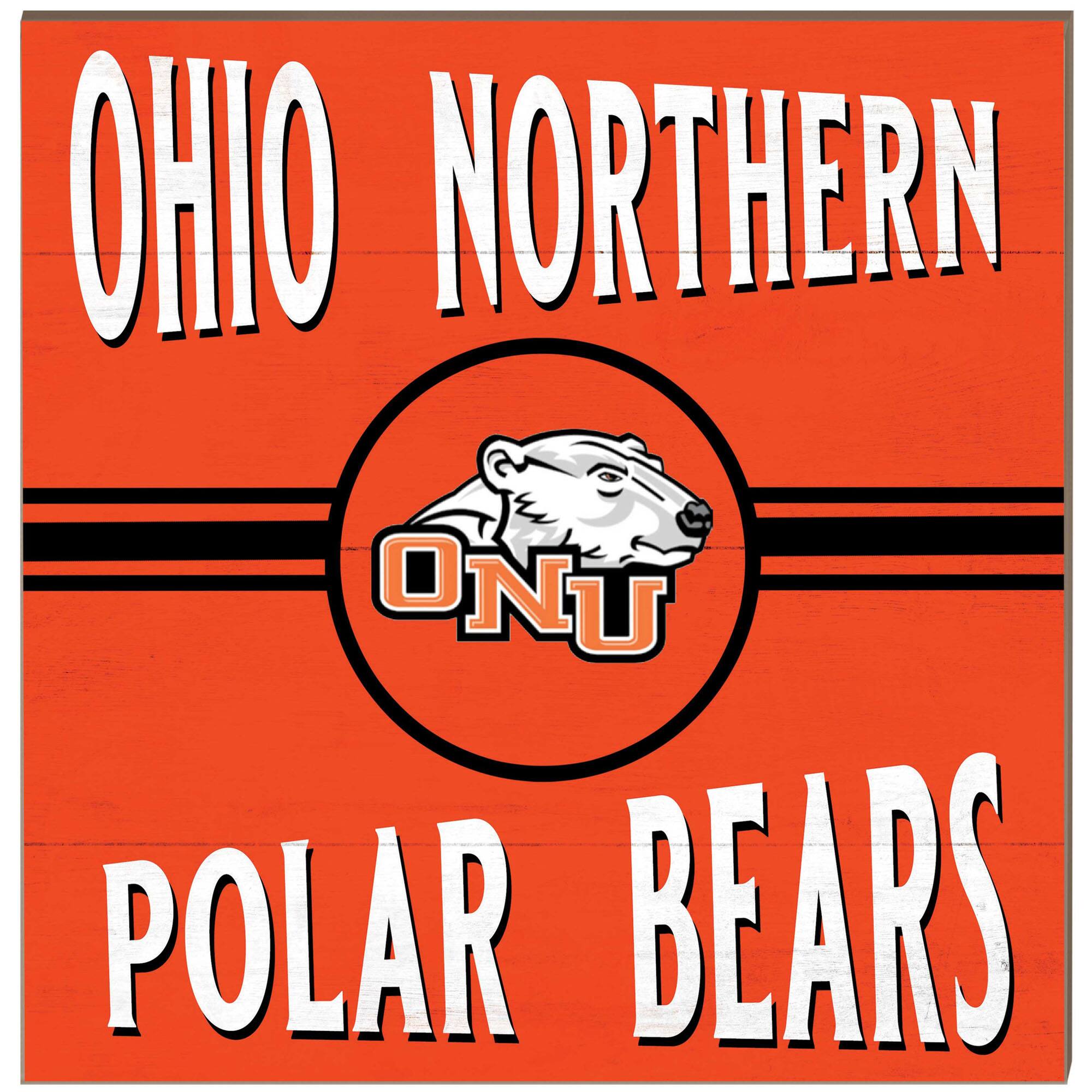 Ohio Northern Polar Bears 10'' x 10'' Retro Team Sign