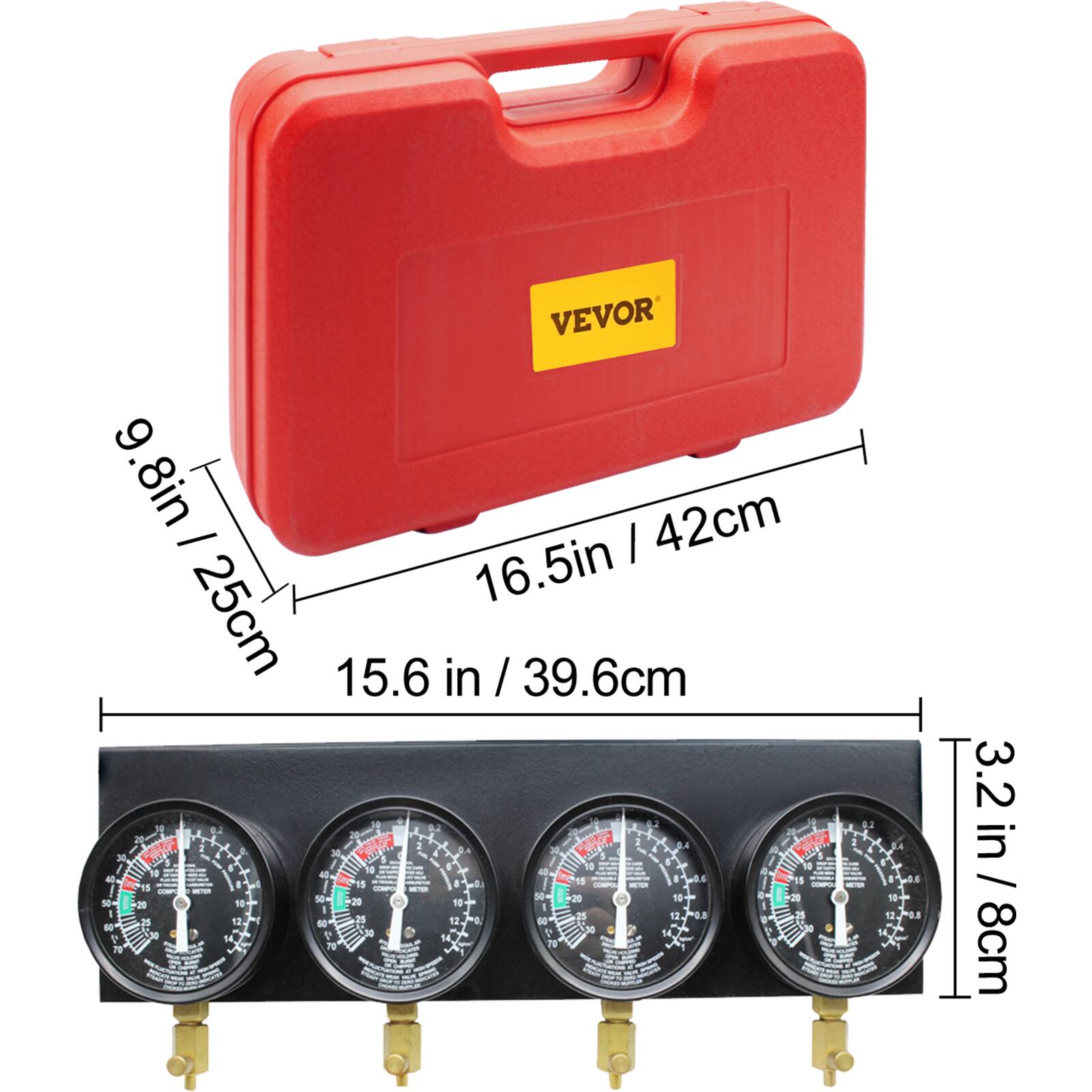 VEVOR

9.8 in / 25 cm  
16.5 in / 42 cm  
15.6 in / 39.6 cm  
3.2 in / 8 cm