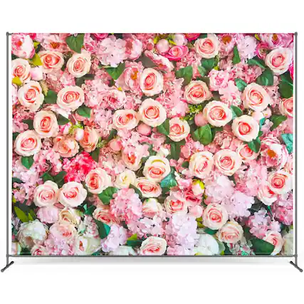 Front. Zink - Roses Photo Backdrop. Wrinkle-Free Photo Studio Backdrop for Weddings, Valentine's Day, & More - Multicolor.