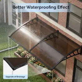 Winado - 39.4*78.7 Inch Window Awning Canopy, Polycarbonate Front Door Patio Cover for UV, Rain,Snow,Sunlight with Drainage - Brown