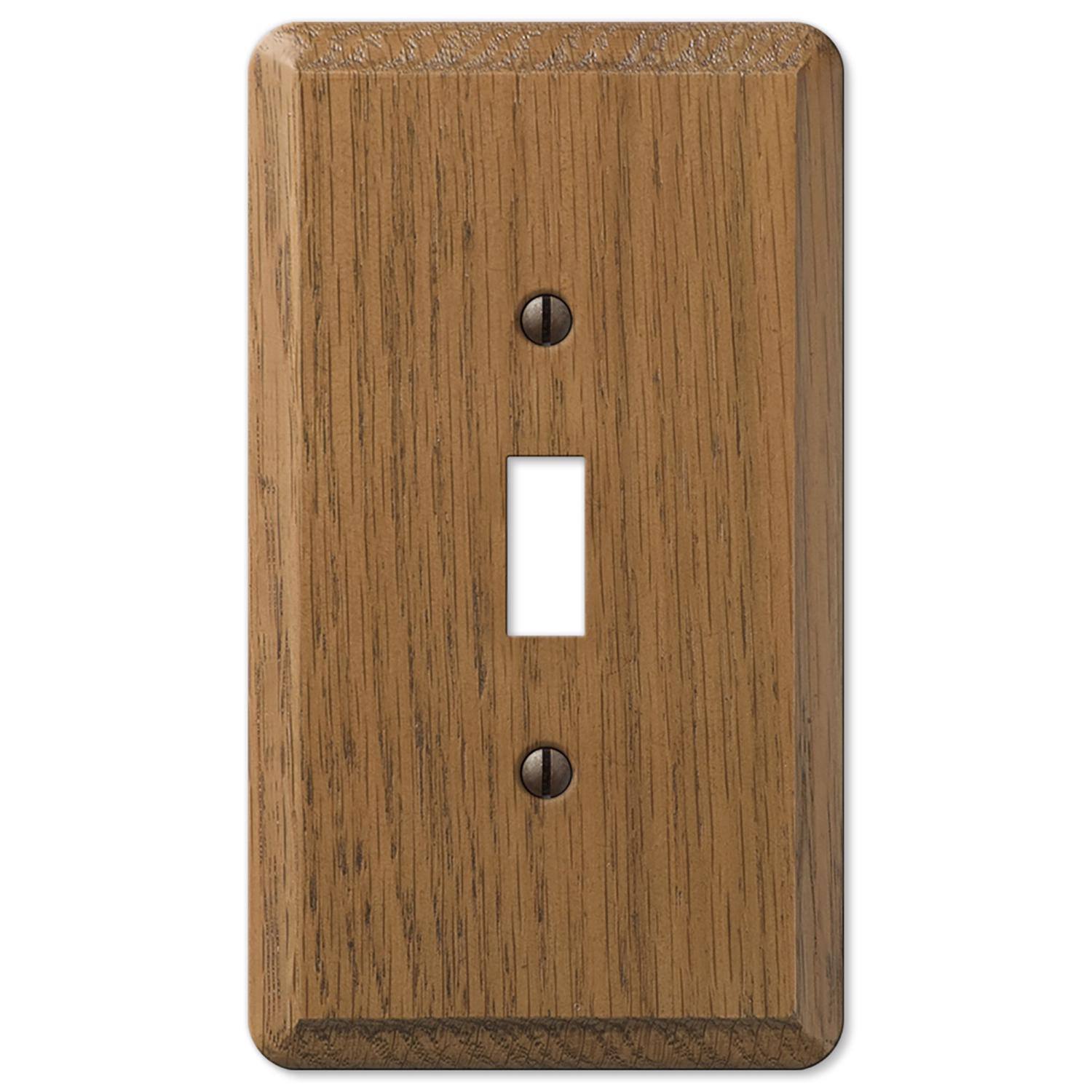 Angle. AMERELLE - Amerelle Contemporary Medium Brown 1 gang Oak Wood Toggle Wall Plate 1 pk - Brown.