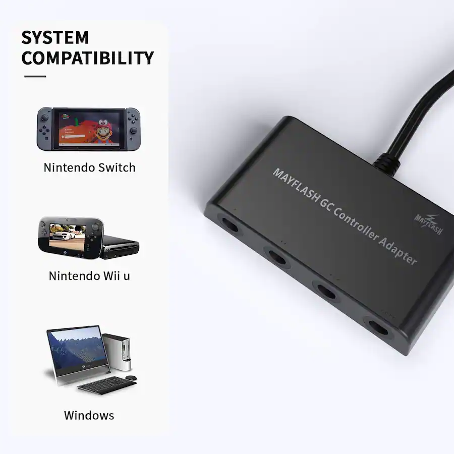 Gamecube Adapter Mayflash GameCube Controller Adapter for Wii U, PC USB and Switch, 4 ...