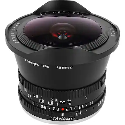 DI-OPTICAL
0'83100352
fisheyes lens
7.5 mm/2
1.5/2.0
0.6 0.2 0.8 1
E.O 23
8 ft 5.6 8 11
0.5 1 m 11 5.6 2.8 2.8 5.6 4
2.8
TTArtisan