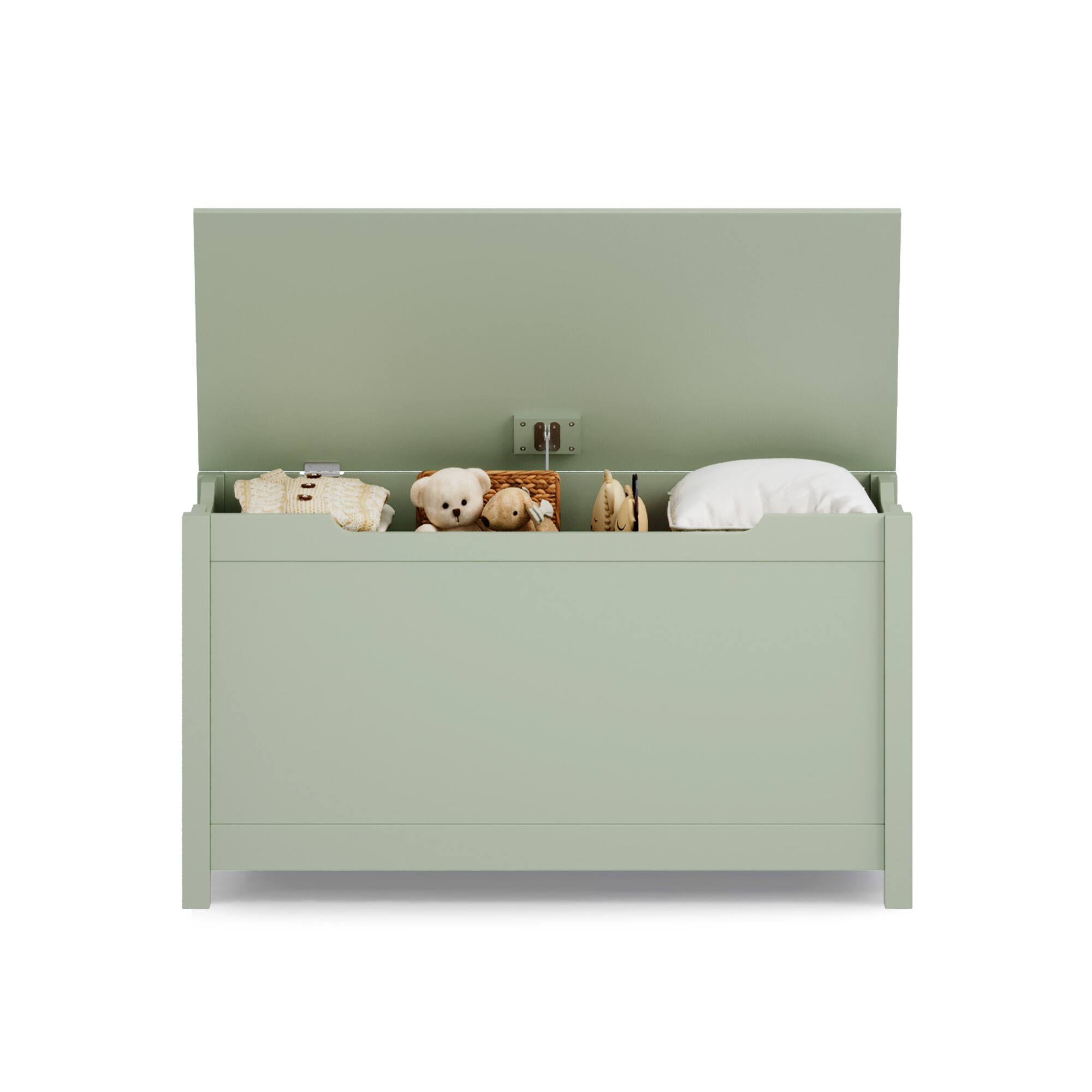 Alt View 5. Z-Edge - Kids Storage Bench, Wooden Toy Box Chest, Large Storage Cabinet with Safety Hinge for Playroom, Living Room or Entryway - Green.