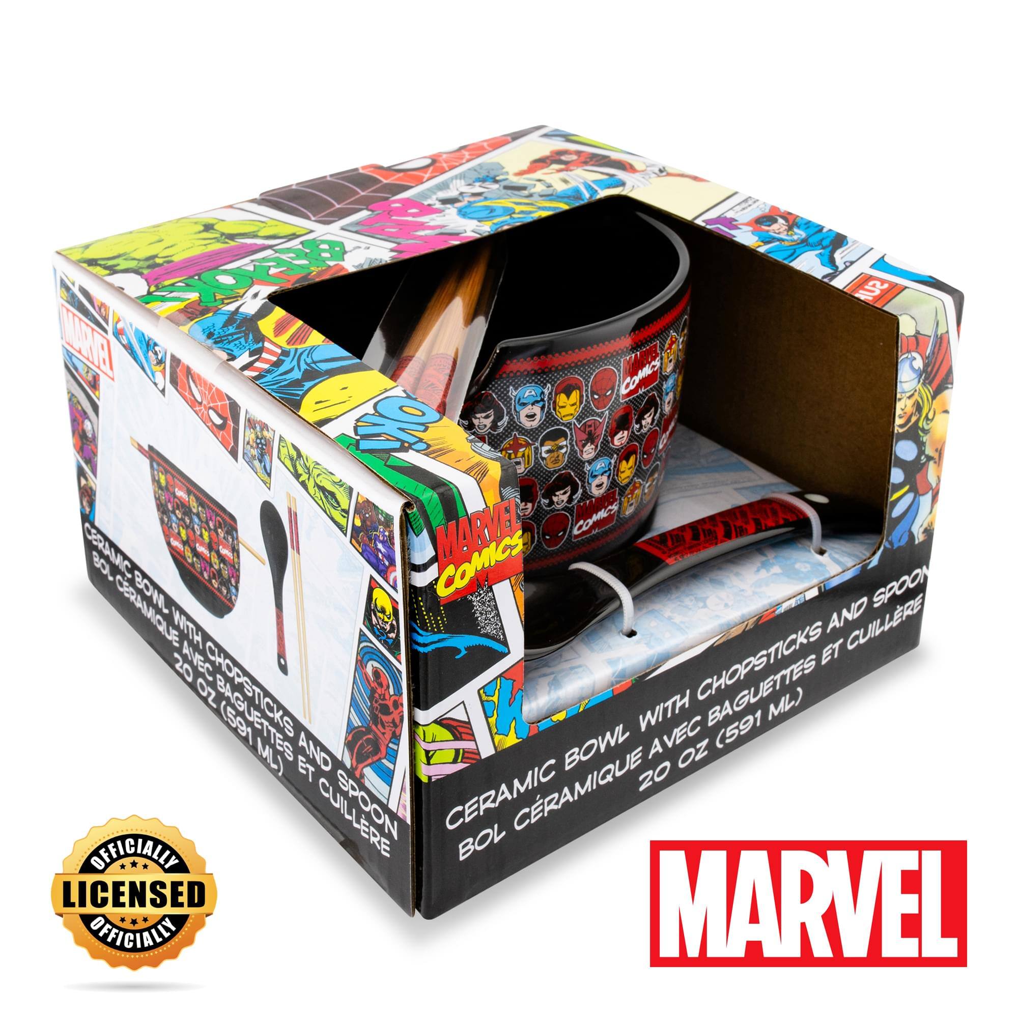 CERAMIC BOWL WITH CHOPSTICKS AND SPOON  
20 OZ (591 ML)  

CÉRAMIQUE BOL AVEC BAGUETTES ET CUILLÈRE  
20 OZ (591 ML)  

OFFICIALLY LICENSED  
MARVEL COMICS  

MARVEL
