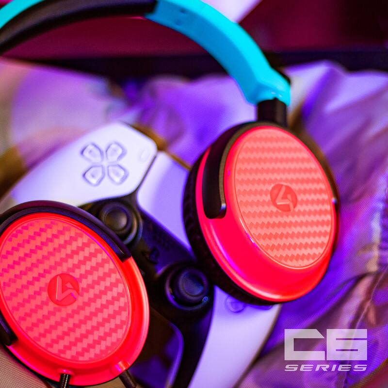 Alt View 7. 4Gamers - C6-100 Headset - Switch, XBOX, PS4/PS5, PC - Neon Blue/Red - Black.