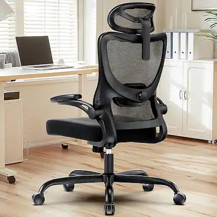 Front. HUANUO - Ergonomic Office Chair, High Mesh Back, Cushion Seat, Adjustable Lumbar Support, Arm Rest, and Headrest, Max Load 300lbs - Black.