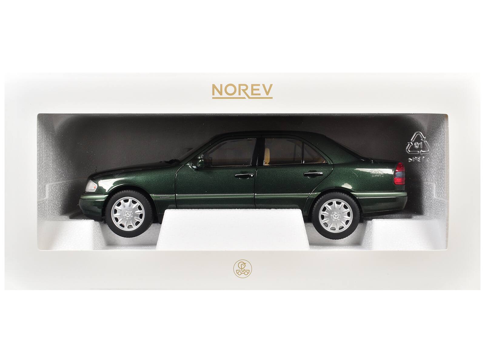 Alt View 4. Norev - 1993 Mercedes-Benz C-Class Malachite Green Metallic 1/18 Diecast Model Car by Norev.