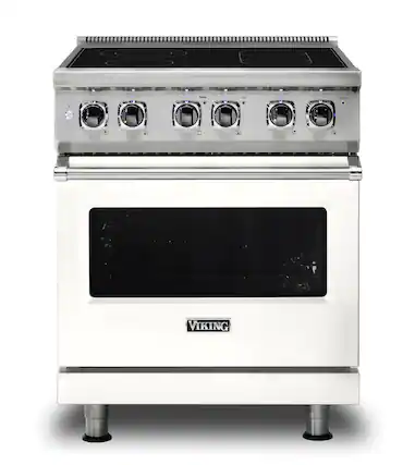 Front. Viking - 5 Series 30" Wide Freestanding Electric Range - Pure White.