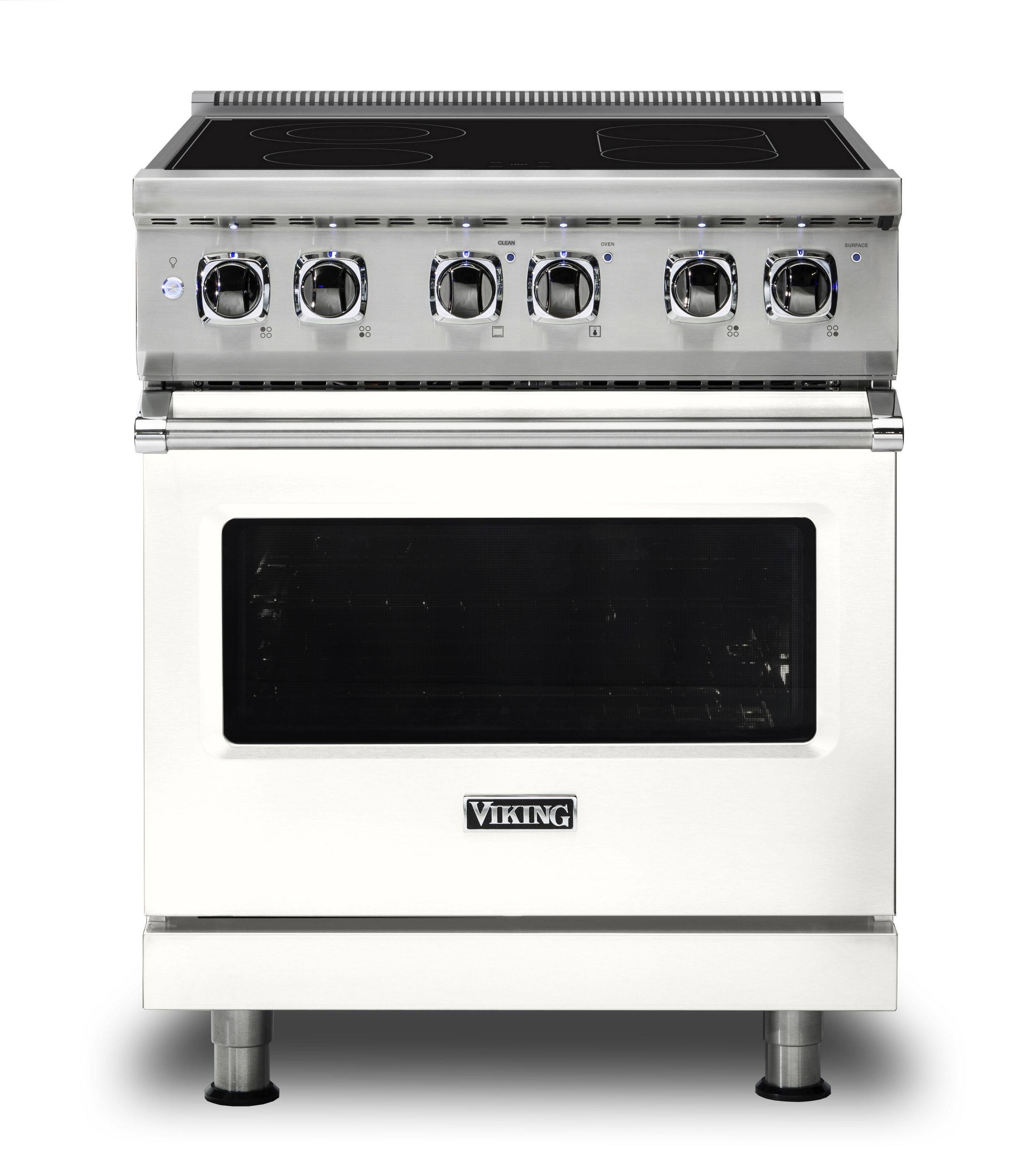 Front. Viking - 5 Series 30" Wide Freestanding Electric Range - Pure White.