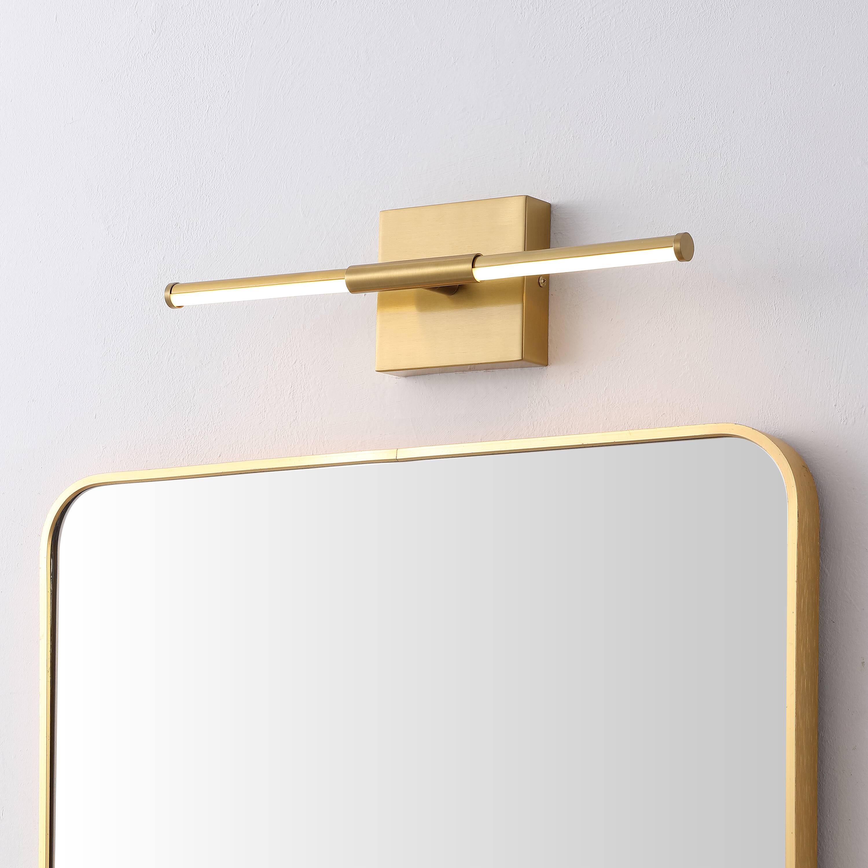 Alt View 1. Jonathan Y - McKenna 16.25" Modern Minimalist Dimmable Integrated LED Metal Wall Sconce, Brass Gold - Brass Gold.