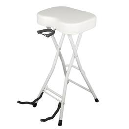 5 CORE - 5Core Guitar Stool 3.15" Padded Chair Foldable Heavy Duty Music Seat Built in Foot Rest Guitar Stand - White