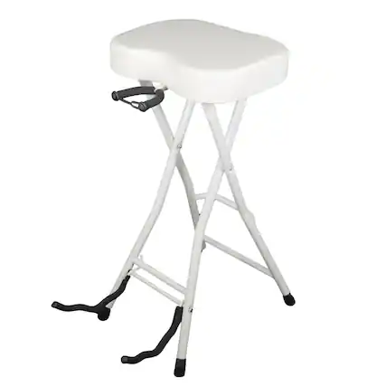 Front. 5 CORE - 5Core Guitar Stool 3.15" Padded Chair Foldable Heavy Duty Music Seat Built in Foot Rest Guitar Stand - White.