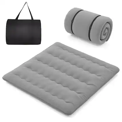 Front. Costway - Costway King Futon Mattress Japanese Floor Pad Washable Cover Carry Bag - Grey.