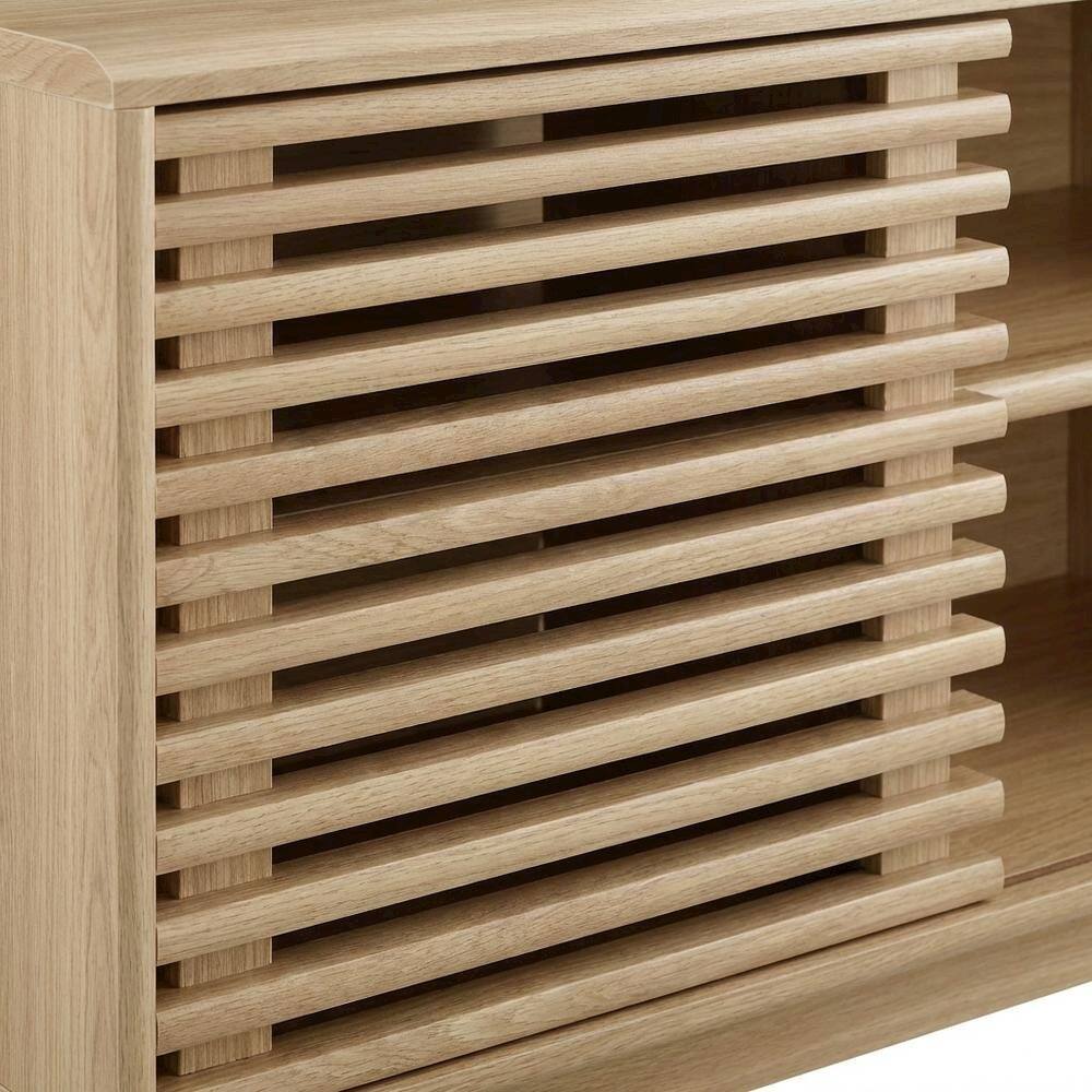 Alt View 1. FurniFact - Brown wood TV stand with sleek design and sturdy construction - Brown.