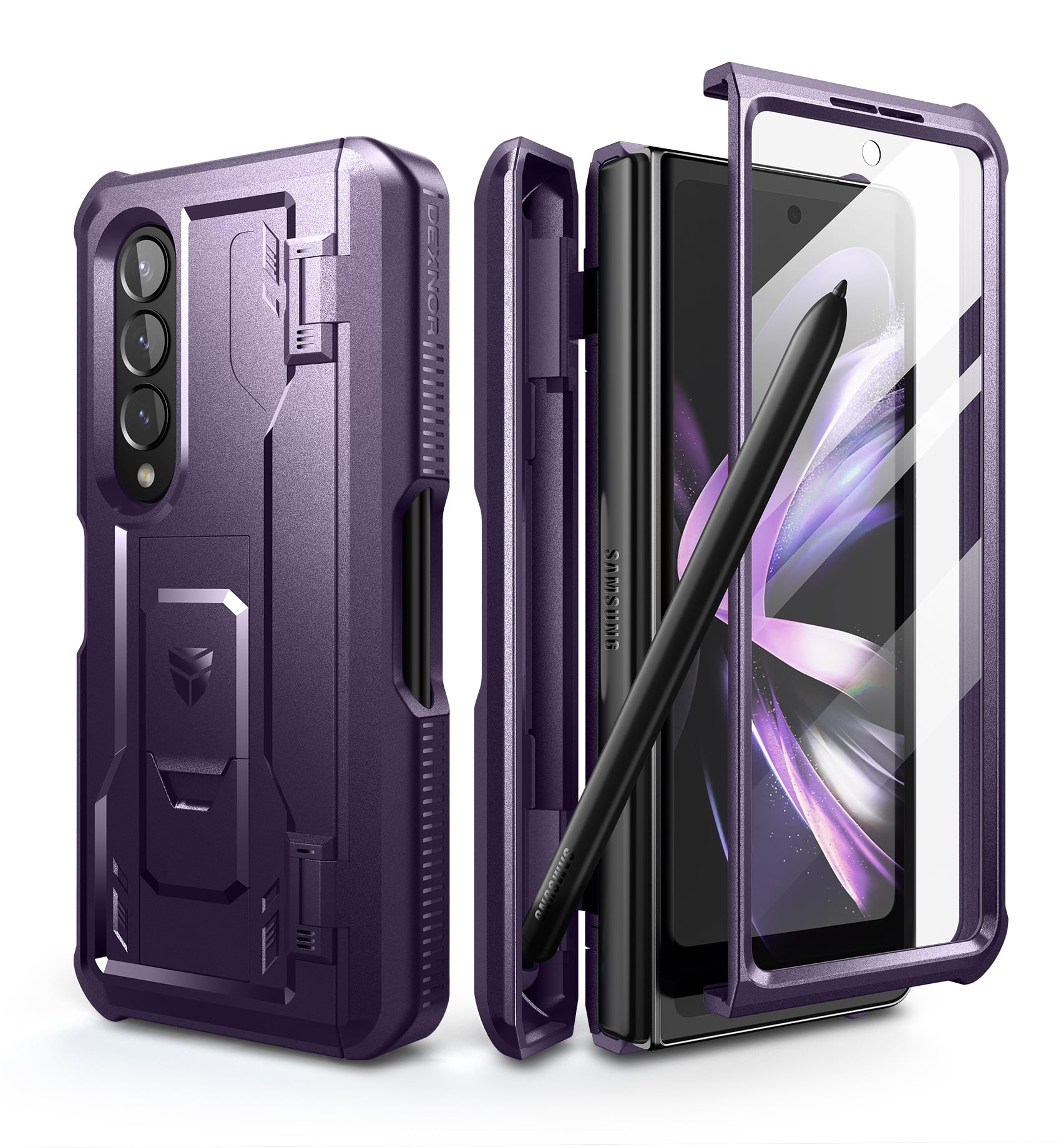 Dexnor - Full Body Case for Samsung Galaxy Z Fold 4 5G, Military-Grade Shockproof Rugged Cover with Screen Protector & S Pen Slot - Phantom Purple price history on PriceWatchPro