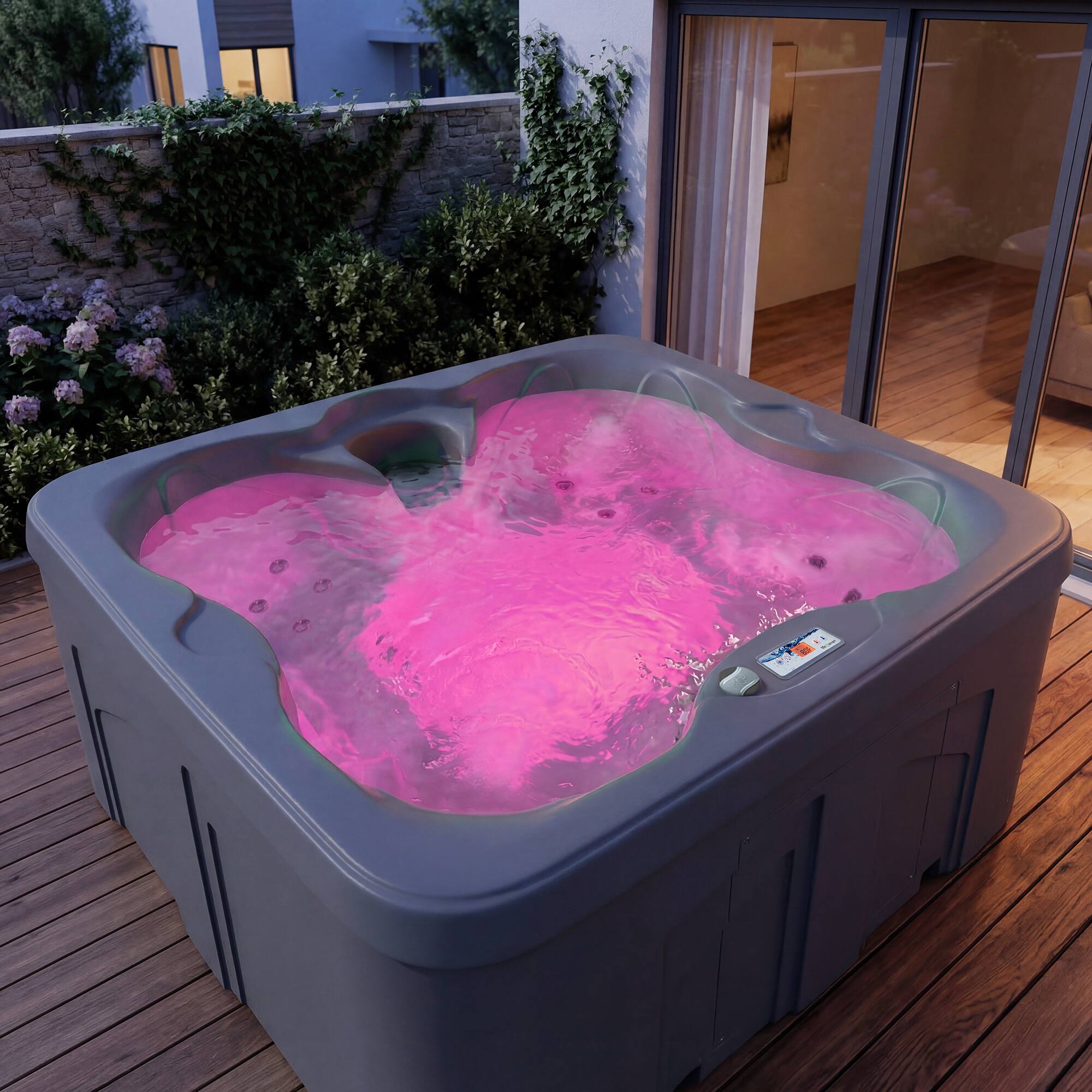 Alt View 8. Lifesmart - LifeSmart 4 Person Inflatable Hot Tub Spa, Side Step for Square & Round Hot Tubs - Taupe.