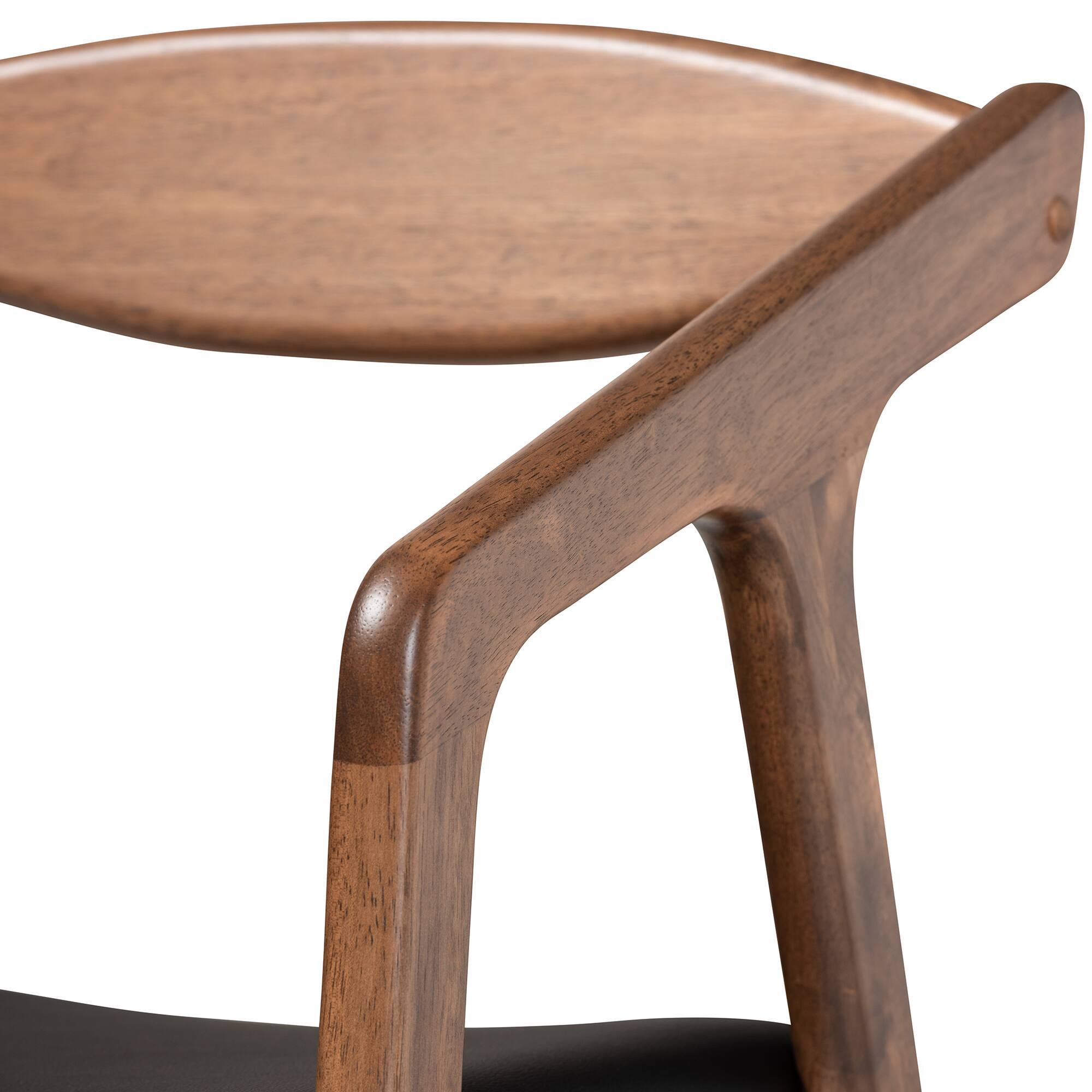 Alt View 1. Baxton Studio - Harland Mid Century Faux Leather Upholstered and Finished Wood 2-Piece Dining Chair Set - Black/Walnut Brown.