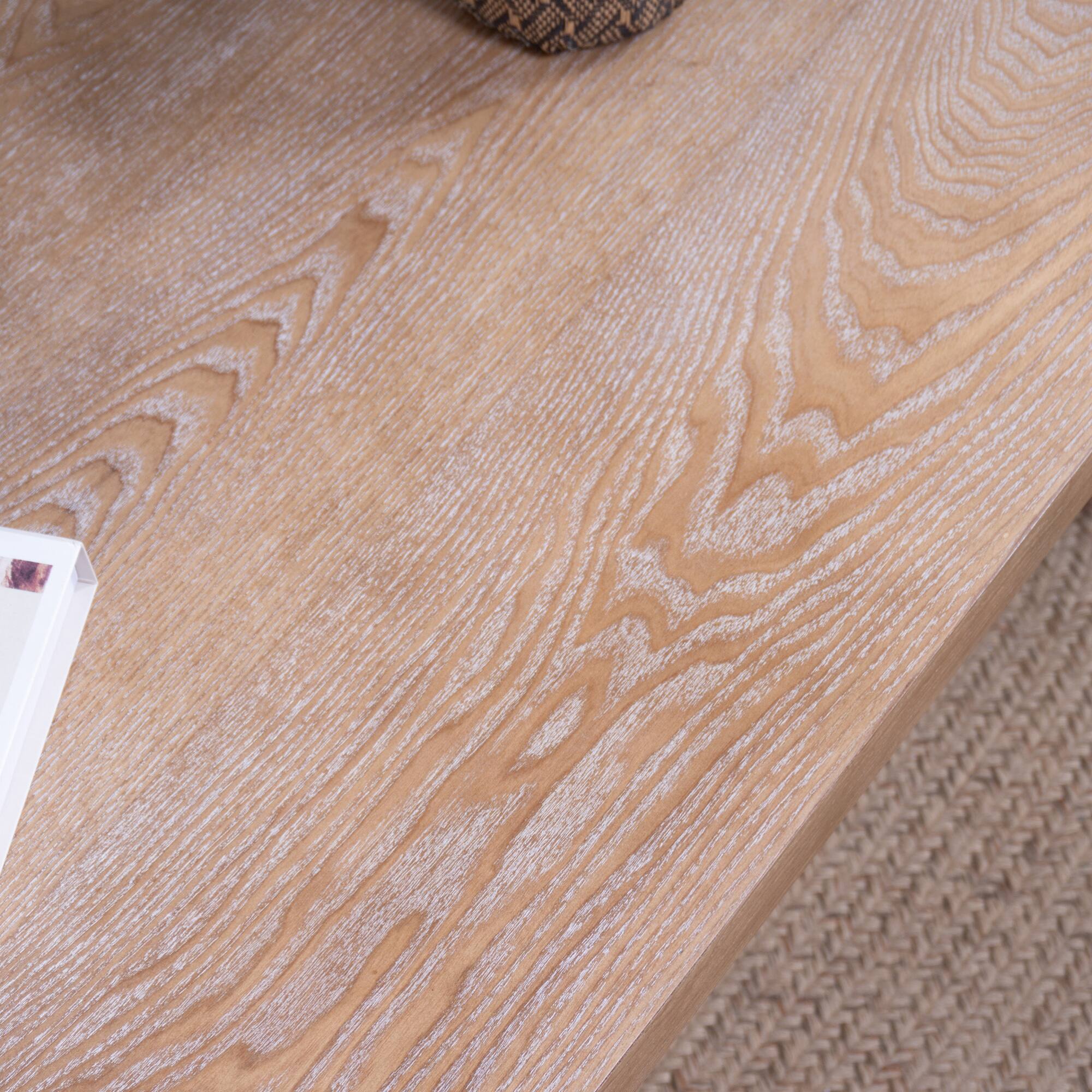 Alt View 9. GOODSILO - Handcrafted Rustic Wood Coffee Table with Ornate Side Panels and Natural Finish - Natural.