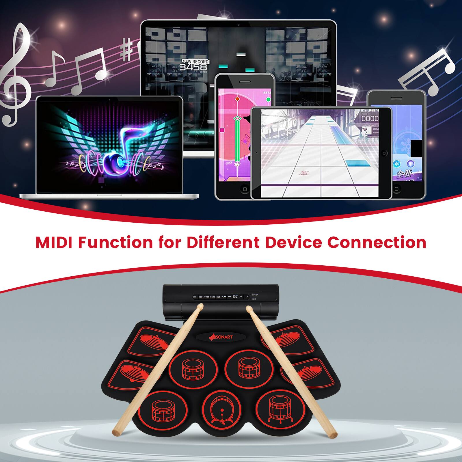 MIDI Function for Different Device Connection

NEW RECORD 3458

LOST

0000