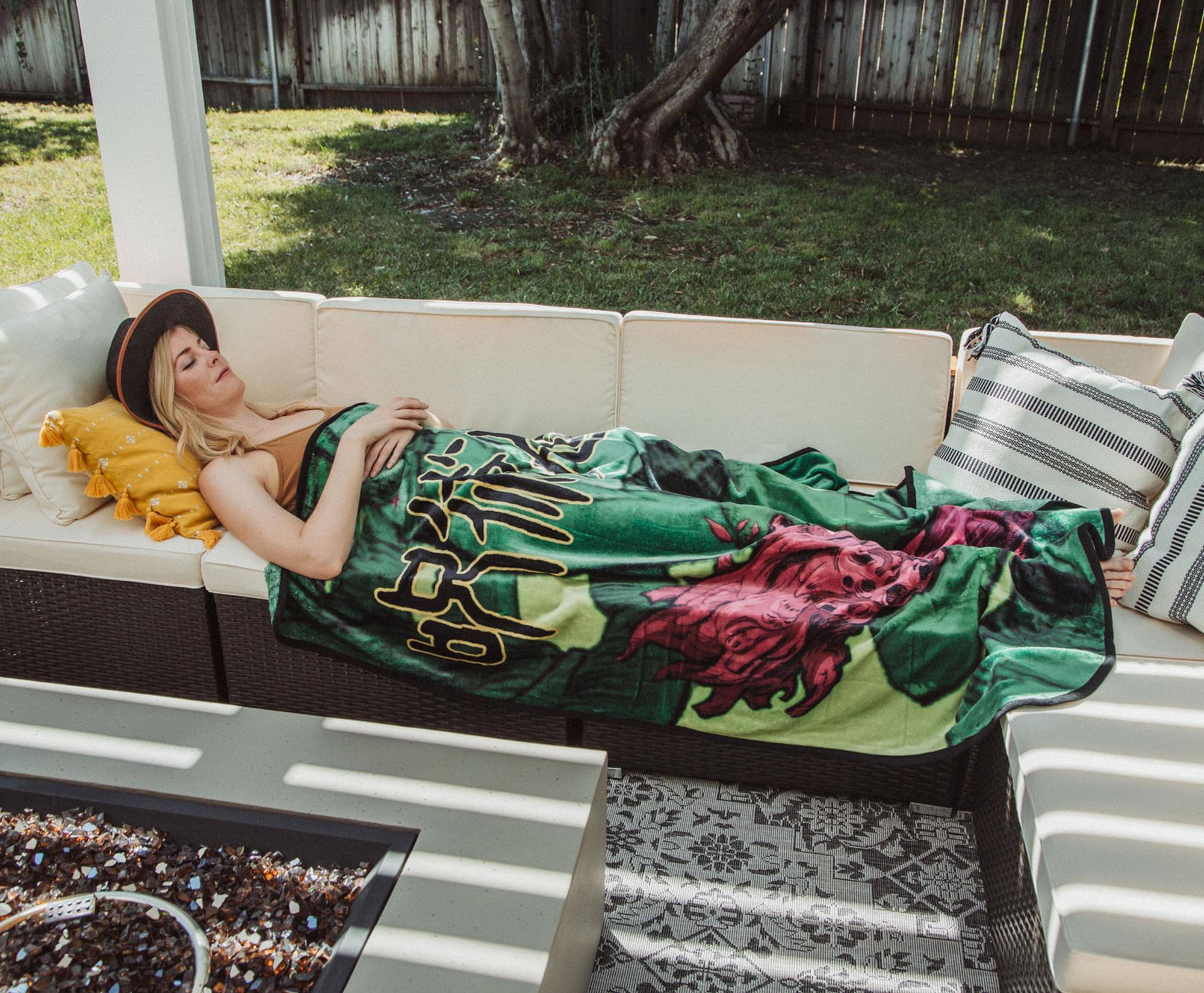 Alt View 3. Just Funky - Jujutsu Kaisen Sukuna Finger Microplush Throw Blanket | 45 x 60 Inches - Red.