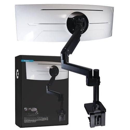 Hirose Alice - Heavy Duty Monitor Arm For Ultrawide Monitors Up To 57" And 44 Lbs Single Desk Stand Pneumatic Height Adjusta - Black-Single Monitor Arm
