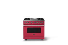 Viking - 36"W. 4 Burner Pro 5 Series 5.6 Cu. Ft. Freestanding Sealed Dual Fuel Convection Range/Griddle - Valentine - Valentine