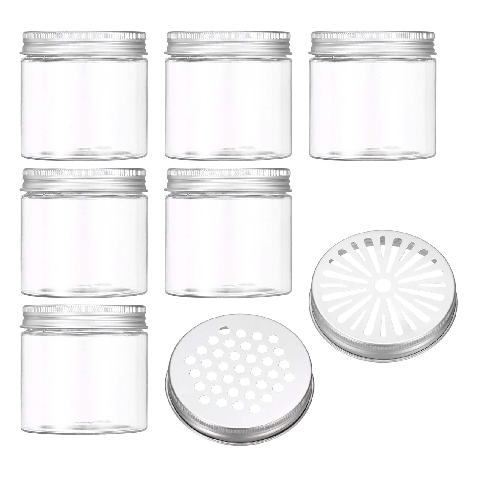 Unique Bargains - Premium Empty Scent Beads Container, Refillable Spice Tin Hollow Lid, 6pcs 6.8oz - For Aromatherapy, Scent, Storage - Clear