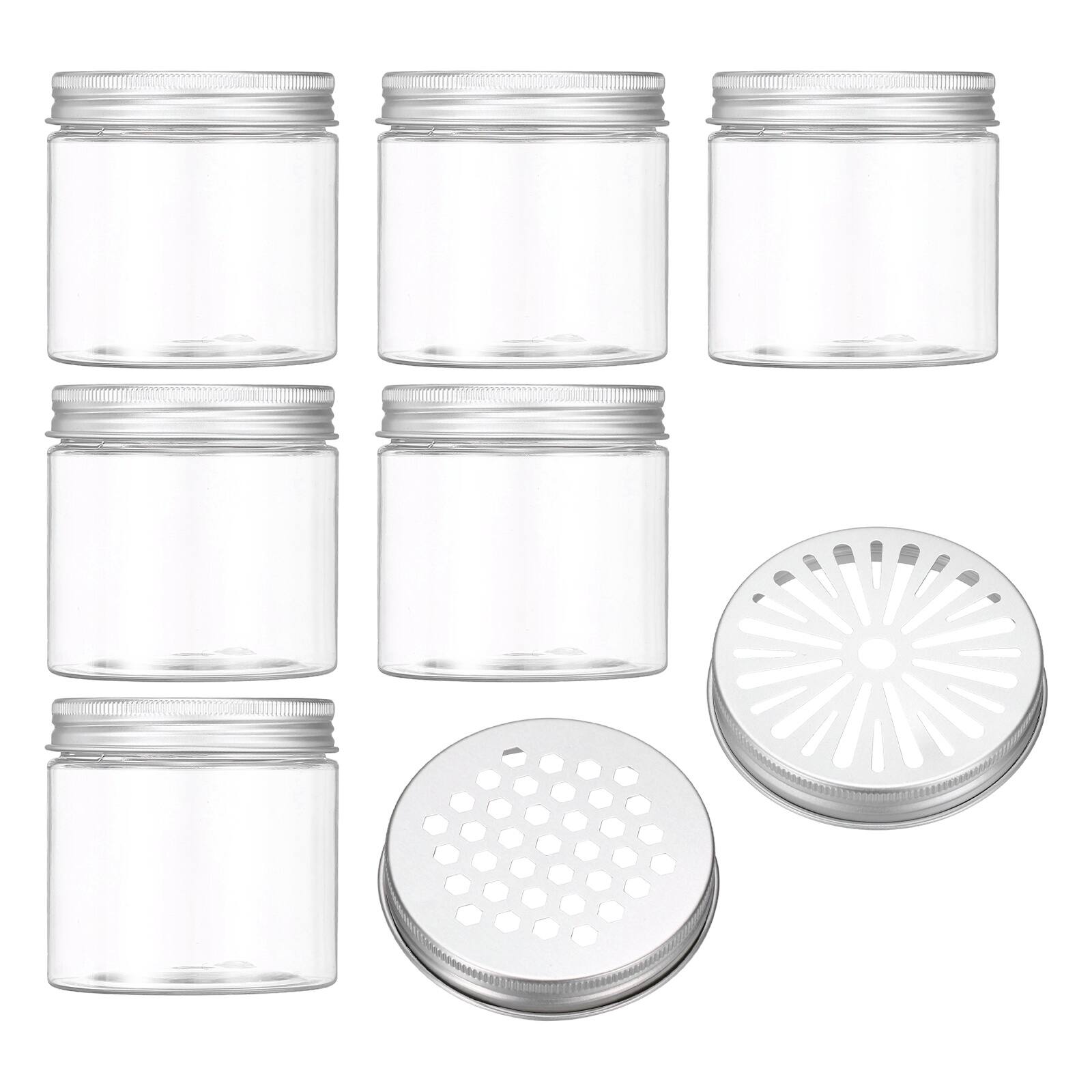 Front. Unique Bargains - Premium Empty Scent Beads Container, Refillable Spice Tin Hollow Lid, 6pcs 6.8oz - For Aromatherapy, Scent, Storage - Clear.