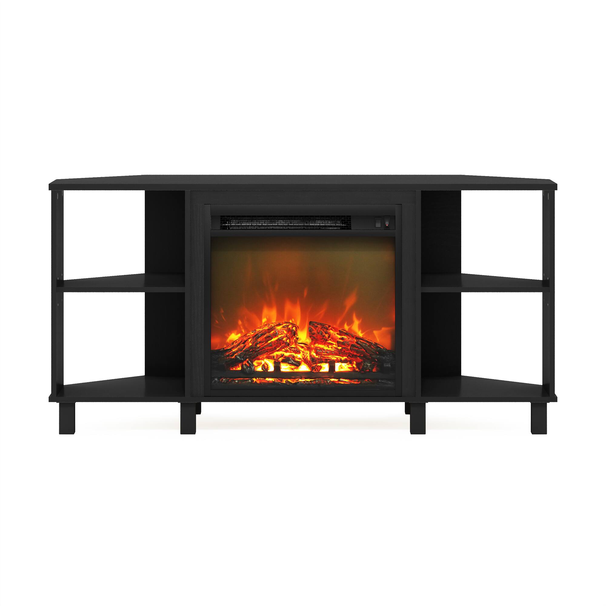 Alt View 2. Furinno - Jensen Corner Fireplace TV Stand with 4 Open Compartments for TV up to 55 Inches - Americano.