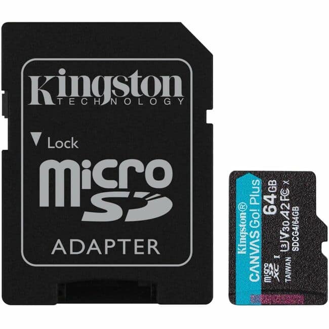 Kingston - Canvas Go! Plus 64 GB Class 10/UHS-I (U3) V30 microSDXC - 200 MB/s Read - Lifetime Warranty