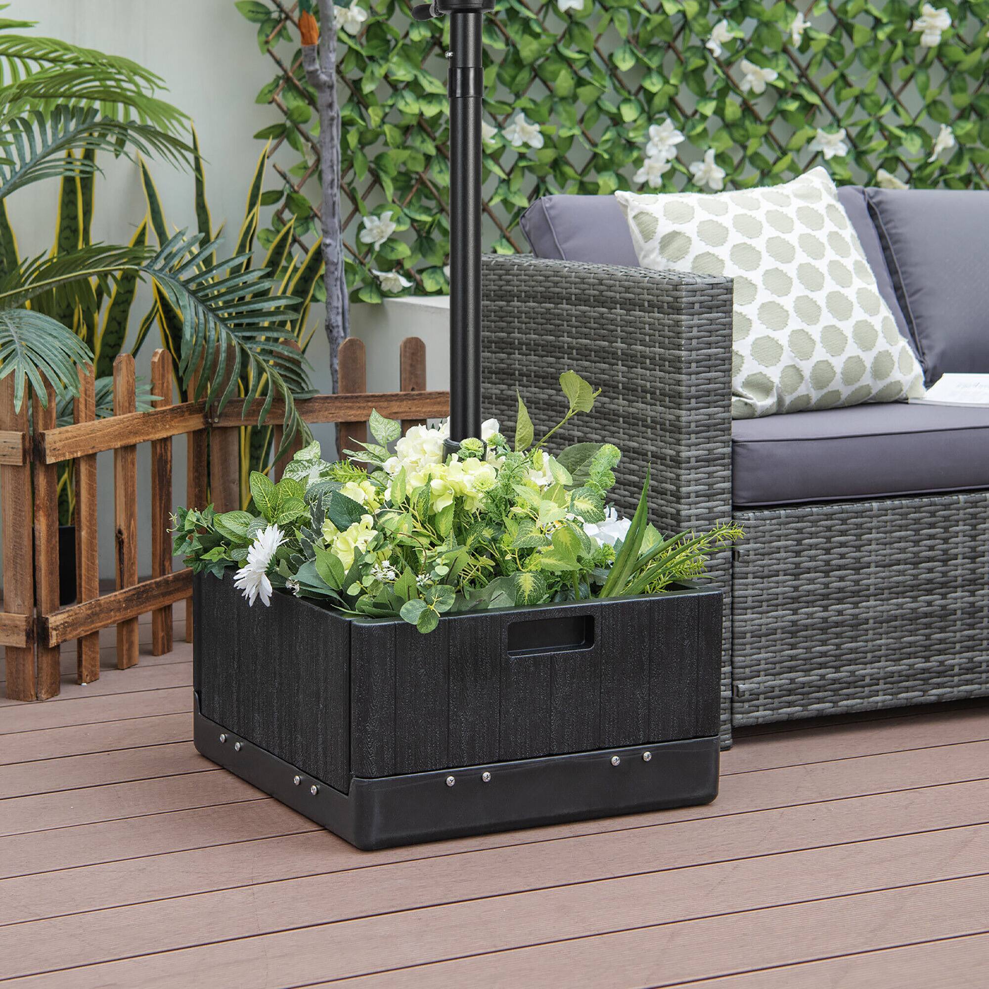 Alt View 4. Gymax - Gymax Patio 175lbs Fillable Umbrella Base w/ Table Tray Wheeled 3-in-1 Stand Outdoor - Black.