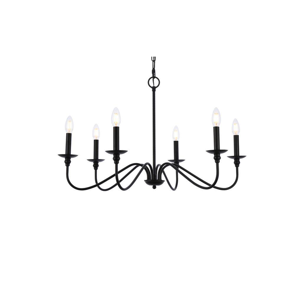 Angle. Living District - Rohan 30 inch chandelier in matte black - Matte Black.