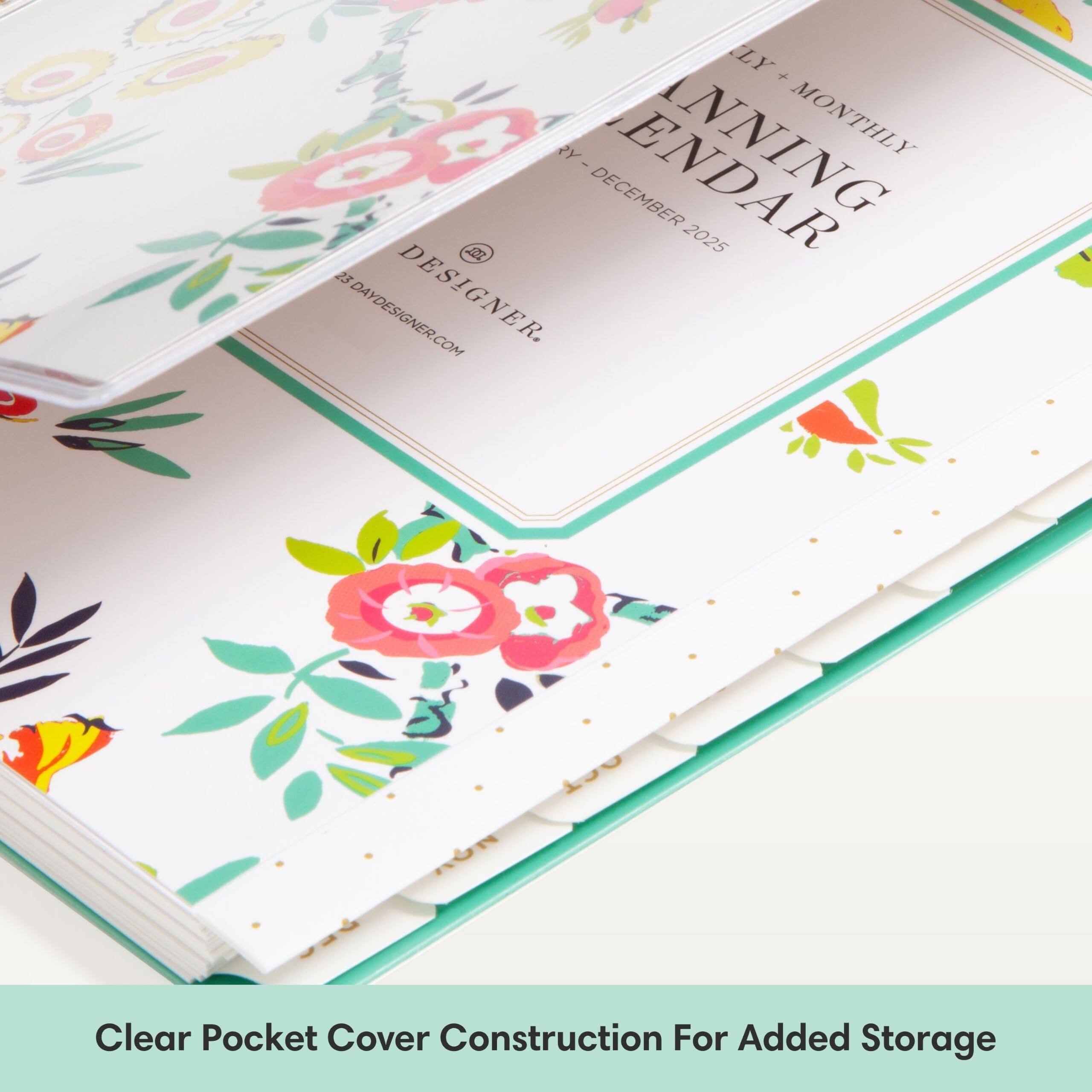 LY + RY - NNING MONTHLY DECEMBER 2025  
23 DAYDESIGNER.COM DESIGNER.  
Clear Pocket Cover Construction For Added Storage