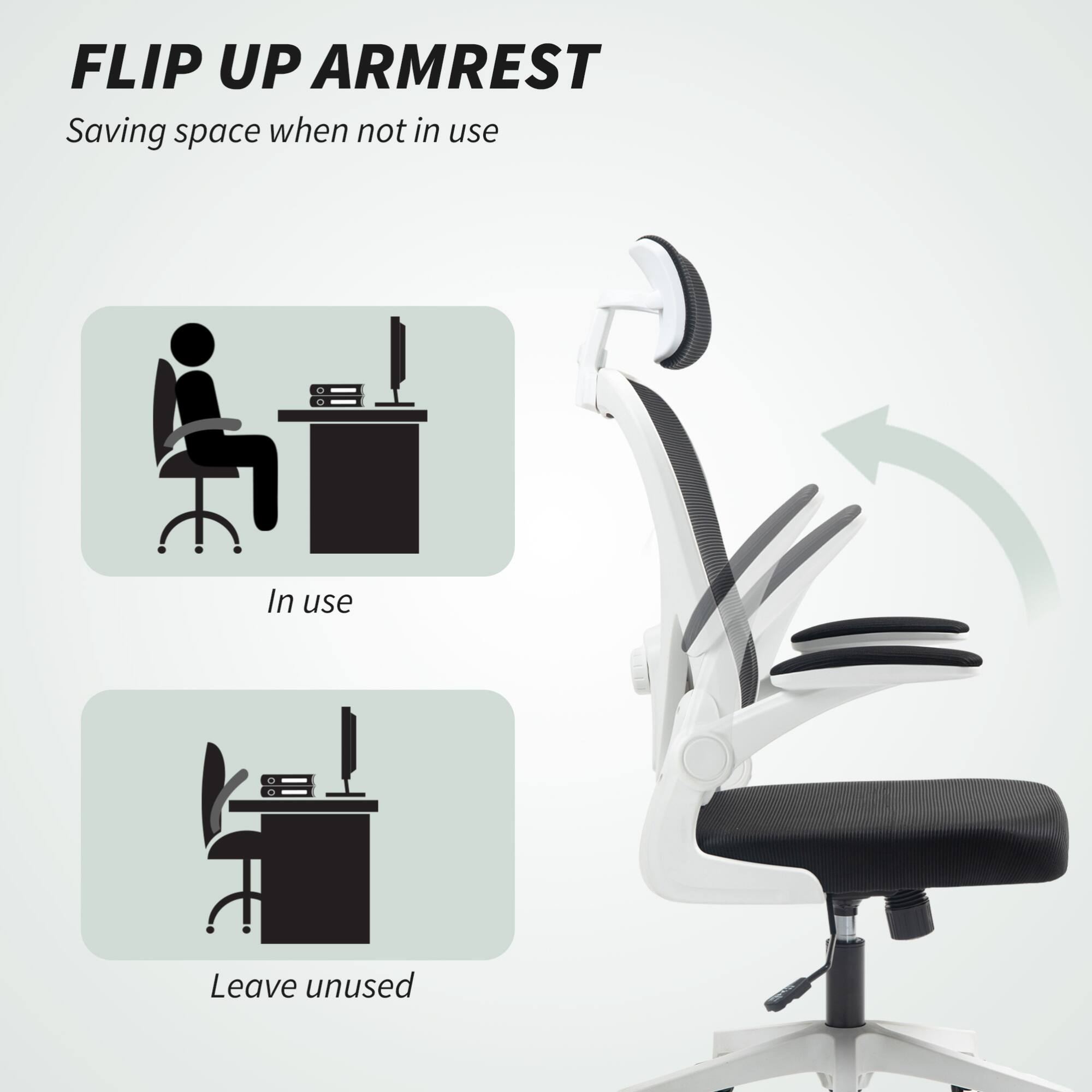 FLIP UP ARMREST  
Saving space when not in use  

In use  

Leave unused