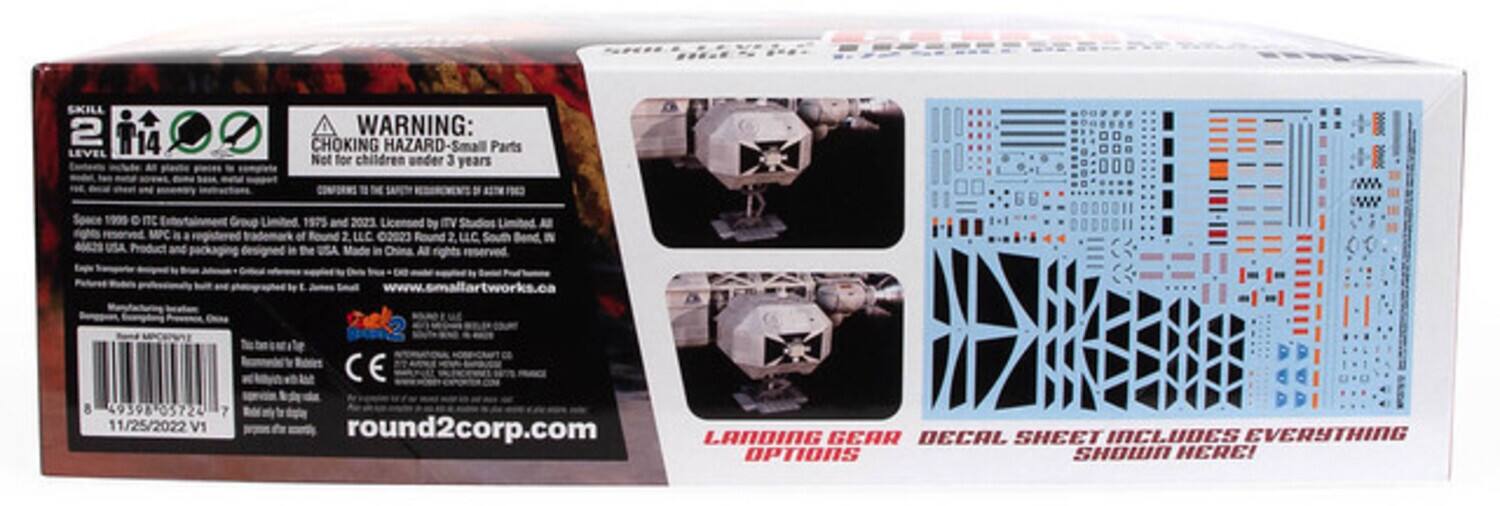 SKILL 2 LEVEL 14  
WARNING: CHOKING HAZARD - Small Parts Not for children under 3 years  

1900  
MPC is a USA Product and Group 1975 and 2023 by mV of 2. LLC 2023  
Round 2. LLC South designed in China All rights 8 49398 10572 7 11/25/2022 V1 202 CE round2corp.com  

LANDING GEAR DECAL SHEET INCLUDES EVERYTHING OPTIONS SHOWN HERE!