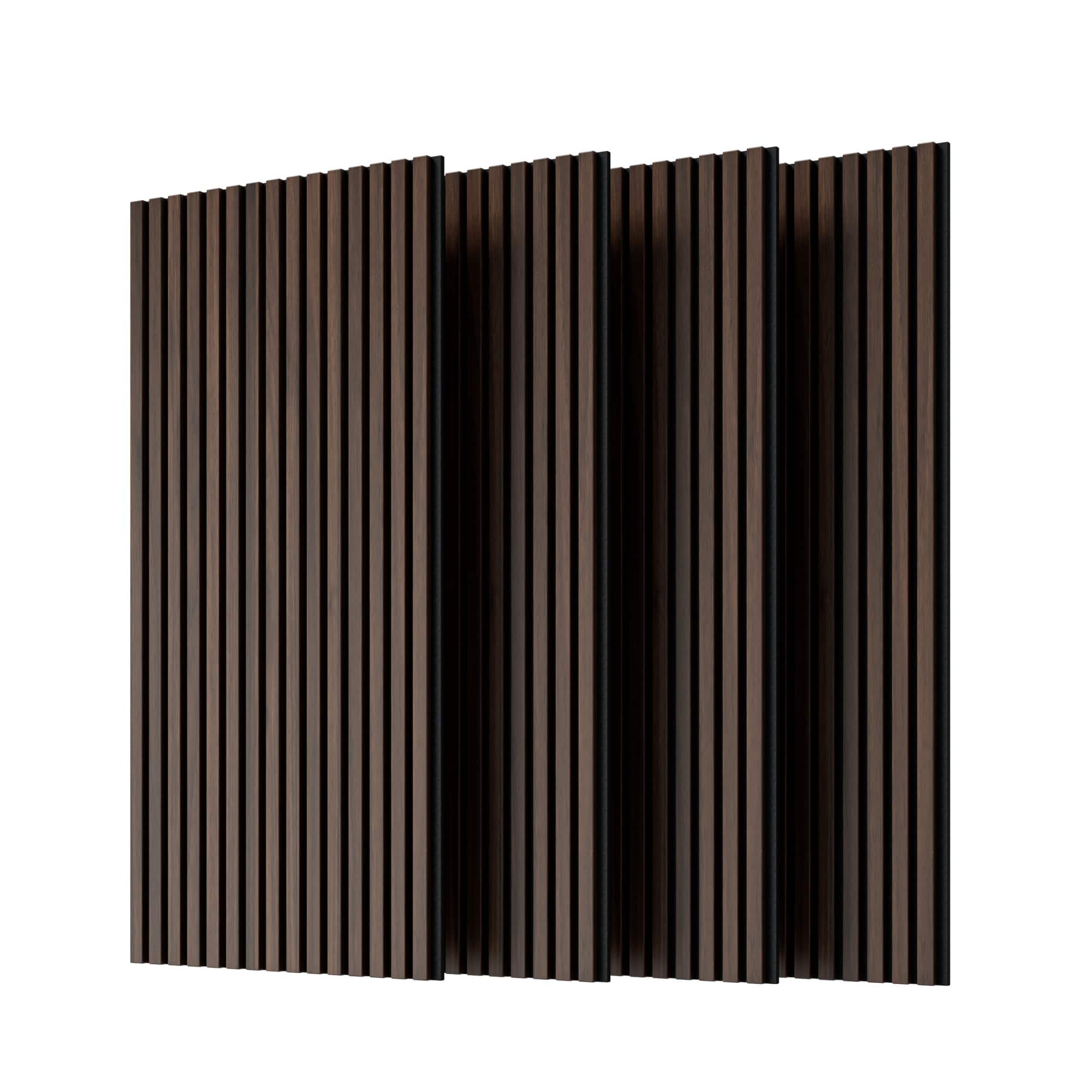Boyel Living - 4-Pack 23.62-in x 45.27-in Dark Walnut 3D Fluted Acoustic Slat Wall Panel