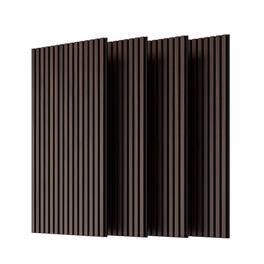 Boyel Living - 4-Pack 23.62-in x 45.27-in Dark Walnut 3D Fluted Acoustic Slat Wall Panel