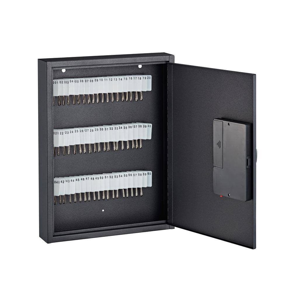 Left. AdirOffice - Steel Digital Key Cabinet, 60-Key Capacity with Programmable Lock - Black.