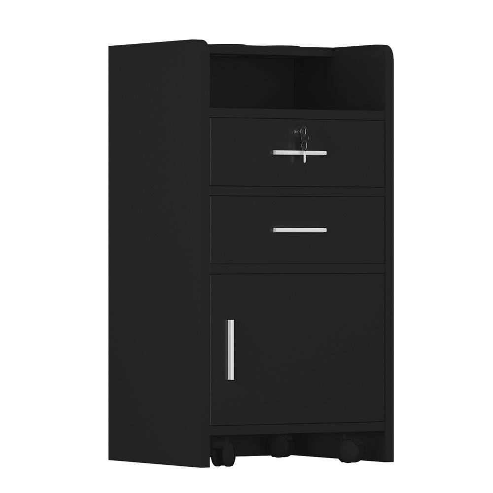 Alt View 5. Winado - Mobile Salon Station Rolling Drawer Cabinet Trolley with Pullout Drawers & Bottom Space & Hair Dryer Holders for Barber - Black.